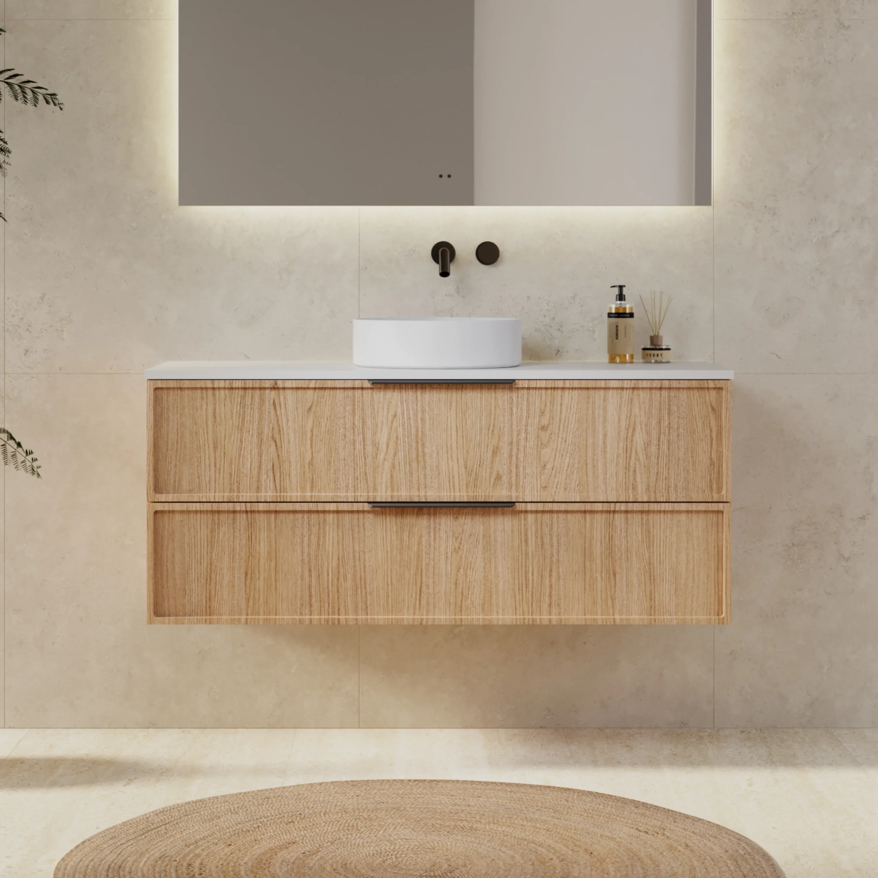 Milano Federation 1200mm Wall Hung Vanity Natural Oak