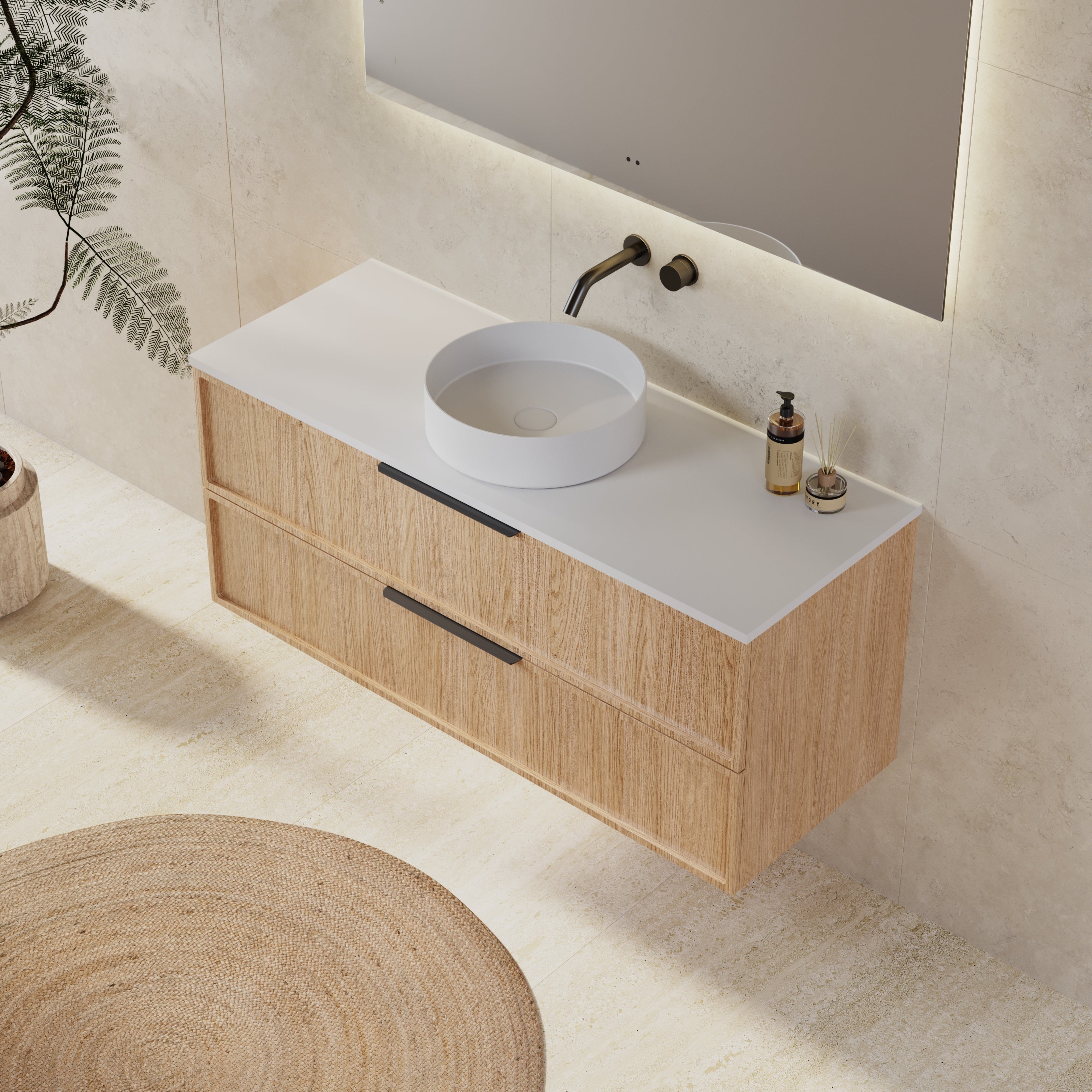 Milano Federation 1200mm Wall Hung Vanity Natural Oak
