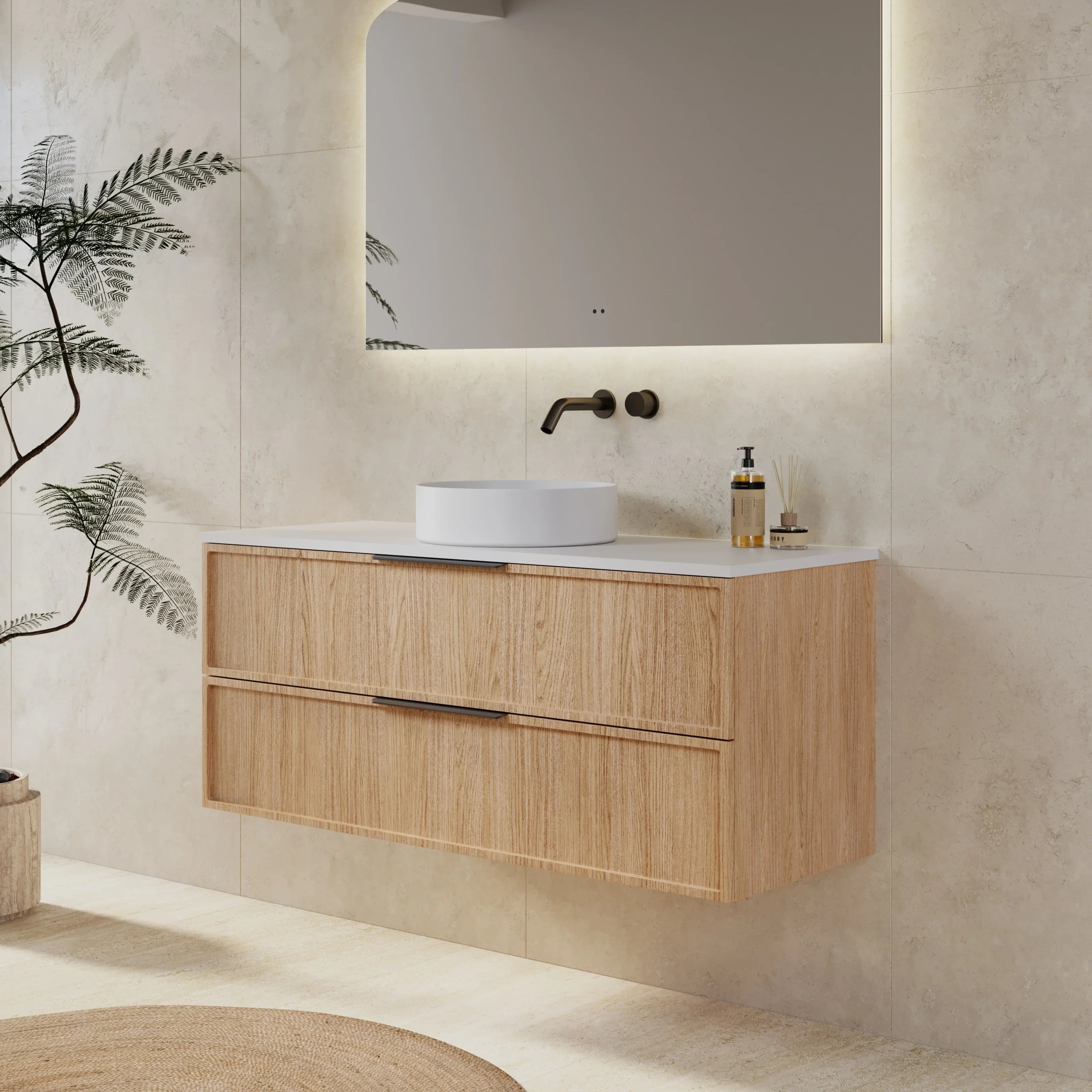Milano Federation 1200mm Wall Hung Vanity Natural Oak
