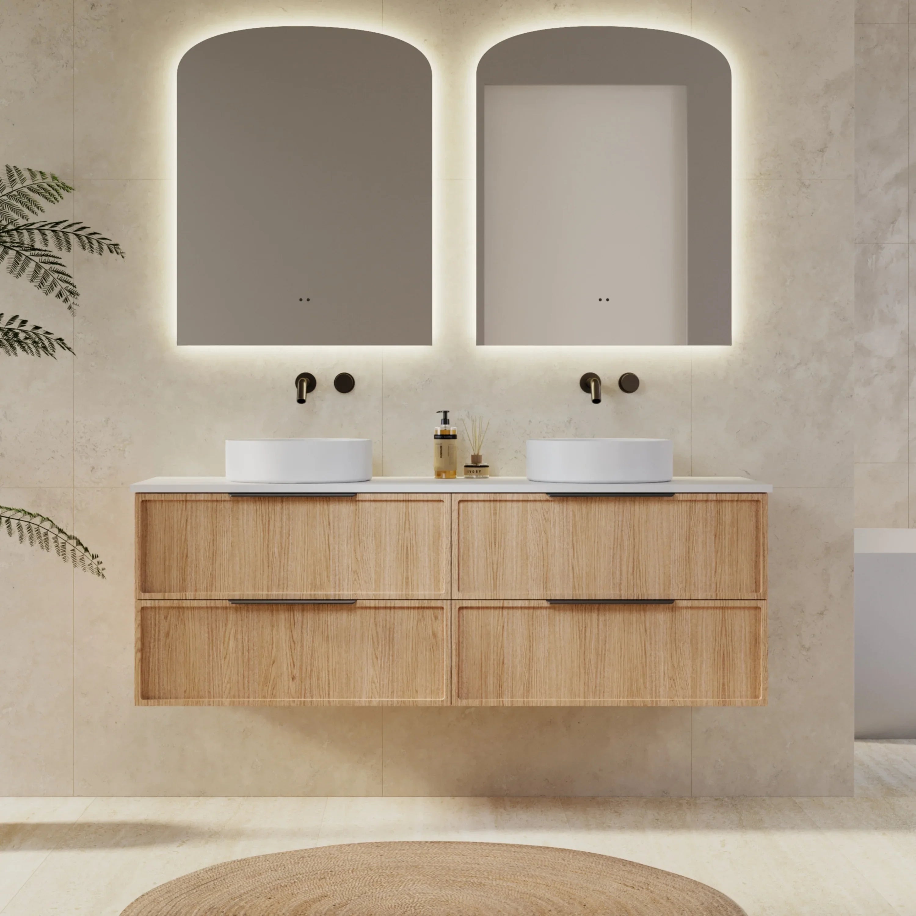Milano Federation 1500mm Wall Hung Vanity Natural Oak