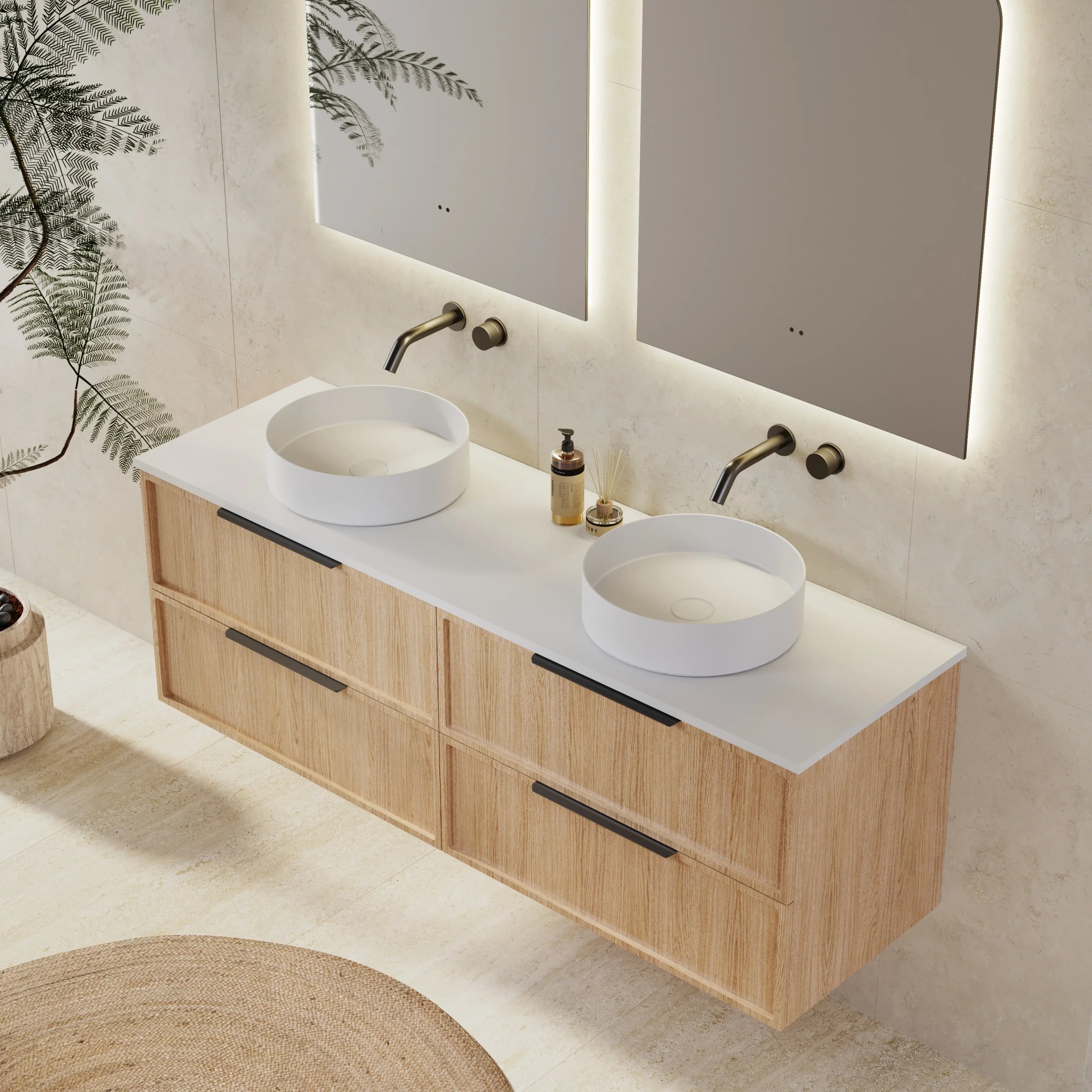 Milano Federation 1500mm Wall Hung Vanity Natural Oak
