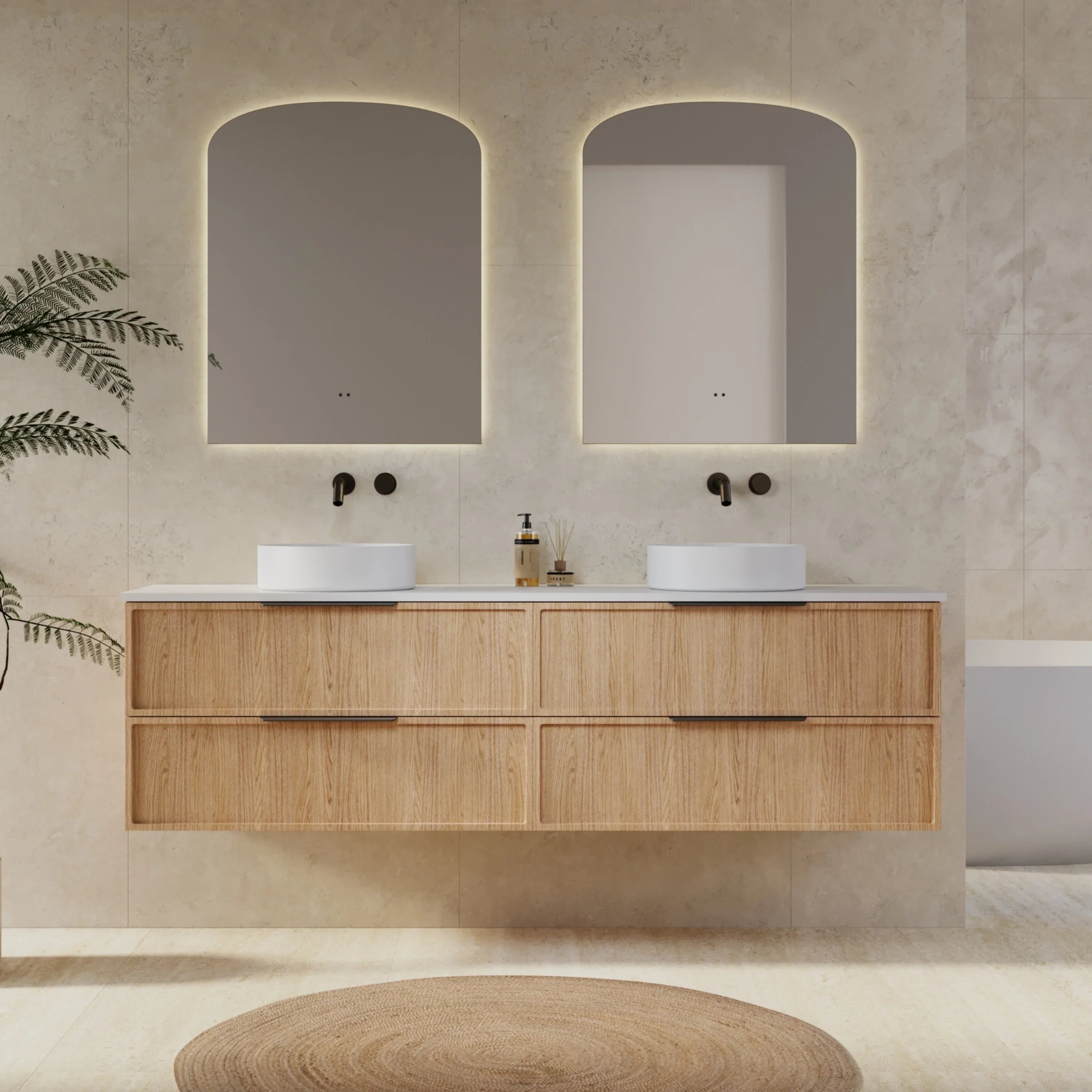 Milano Federation 1800mm Wall Hung Vanity Natural Oak