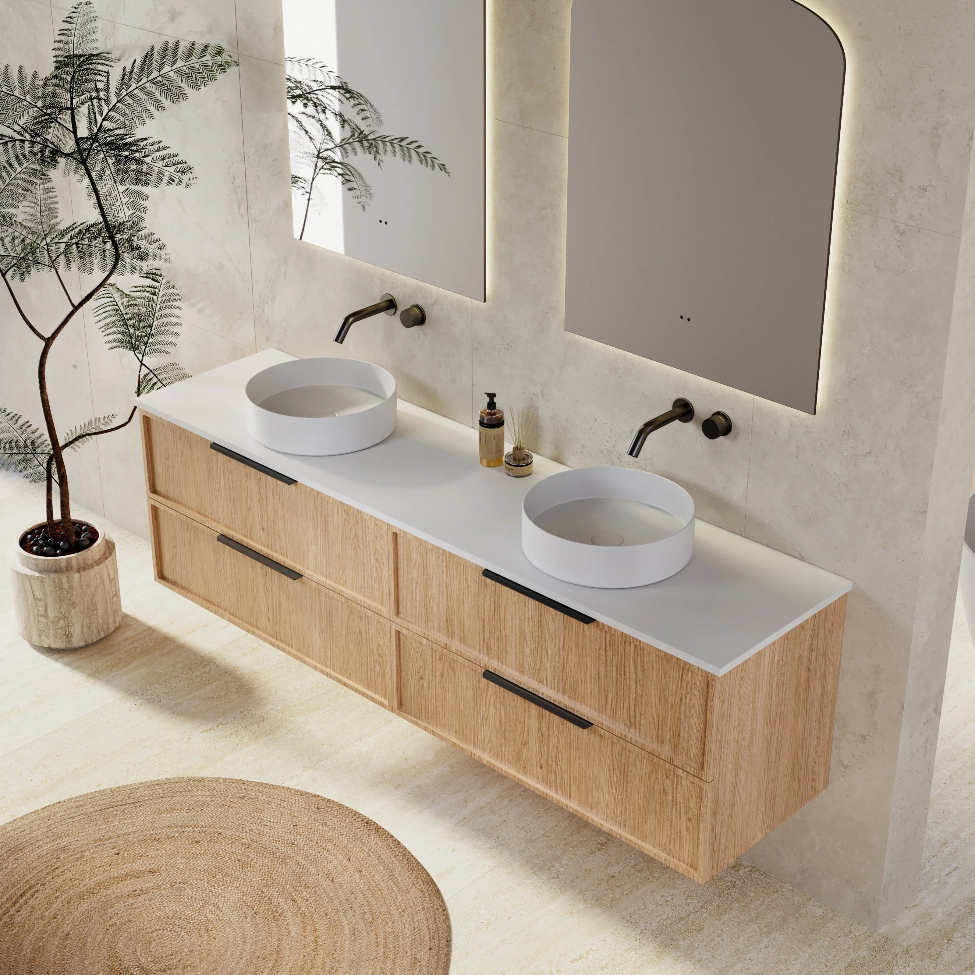 Milano Federation 1800mm Wall Hung Vanity Natural Oak