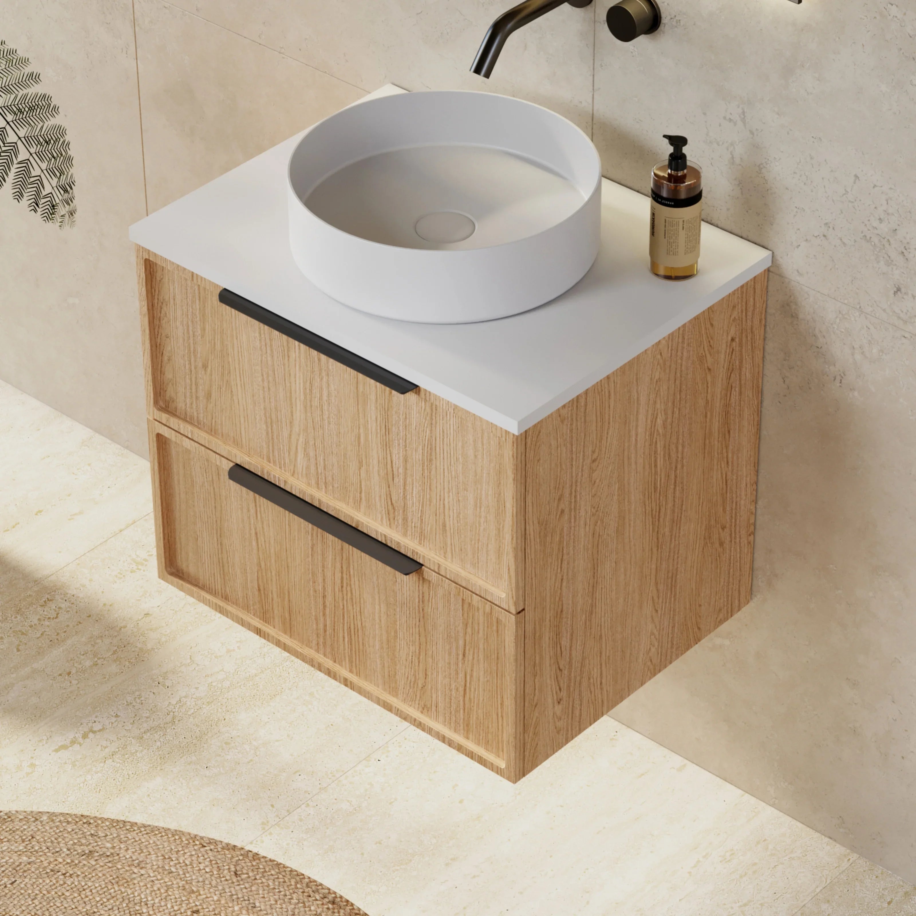 Milano Federation 600mm Wall Hung Vanity Natural Oak