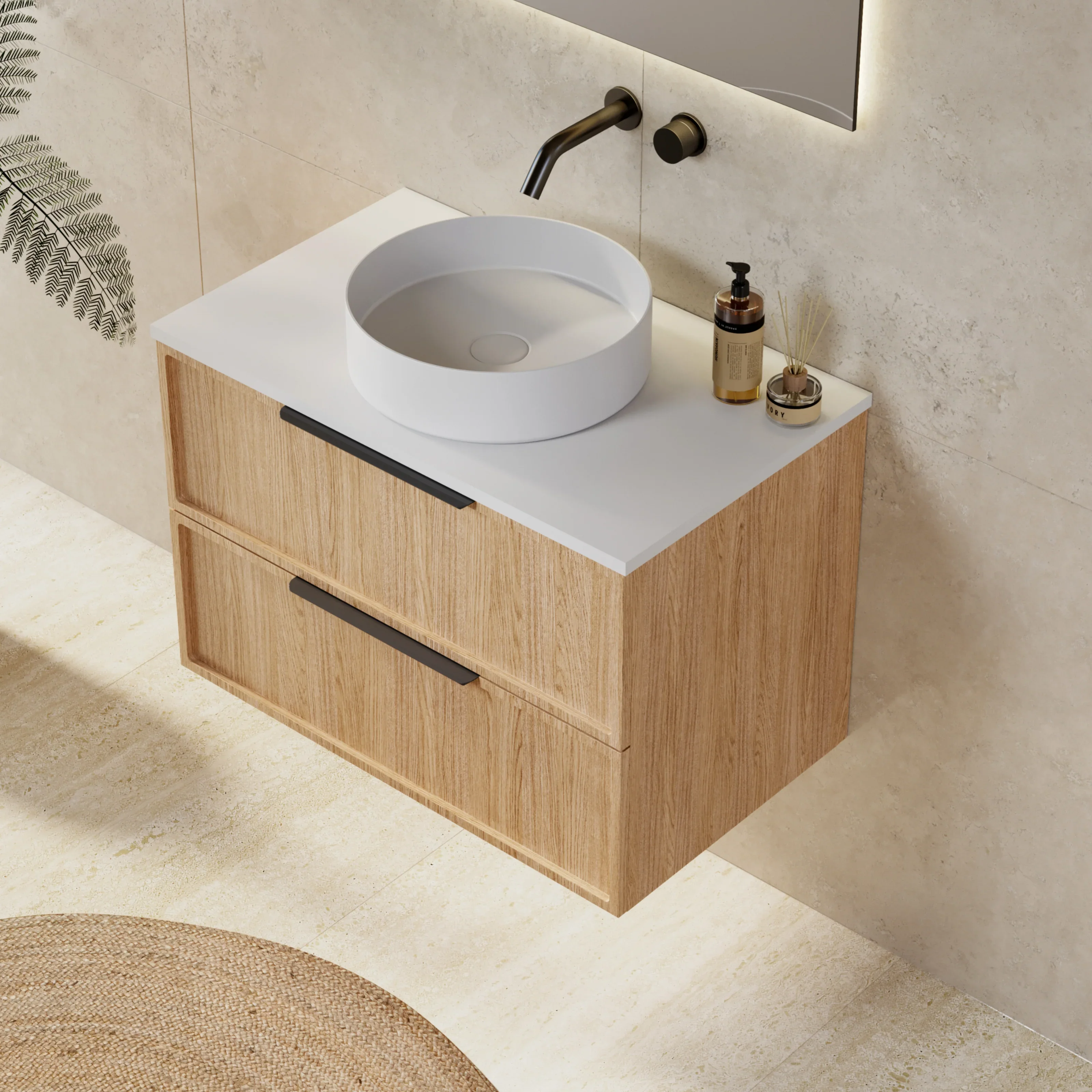 Milano Federation 750mm Wall Hung Vanity Natural Oak