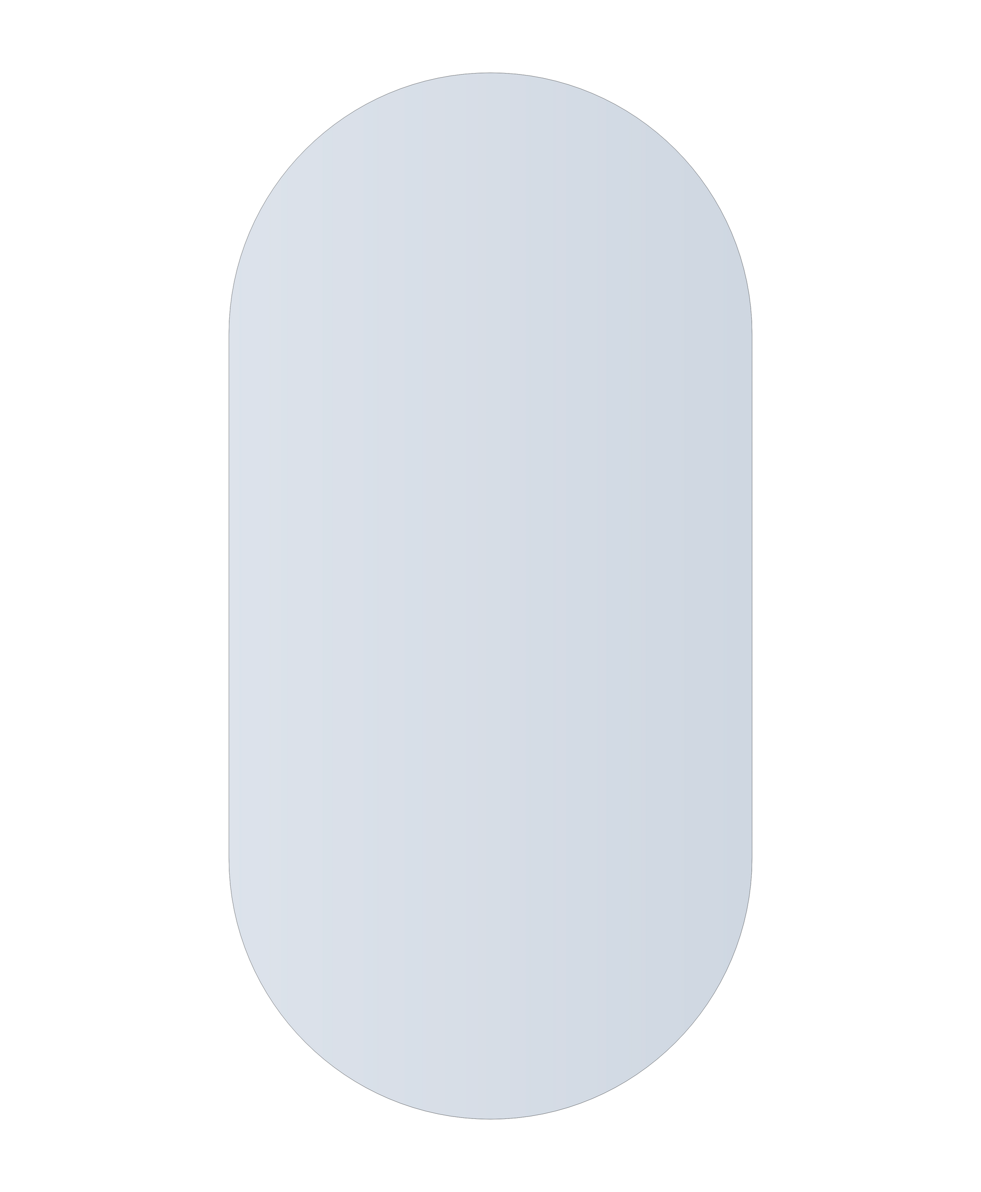 Thermogroup Duke Polished Edge Pill Mirror 600x1200mm with Hangers and Demister