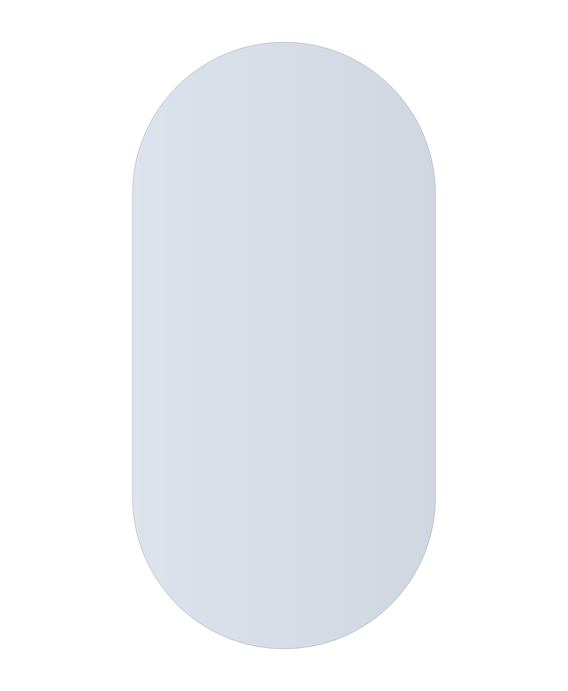 Thermogroup Duke Polished Edge Pill Mirror 600x1200mm with Hangers