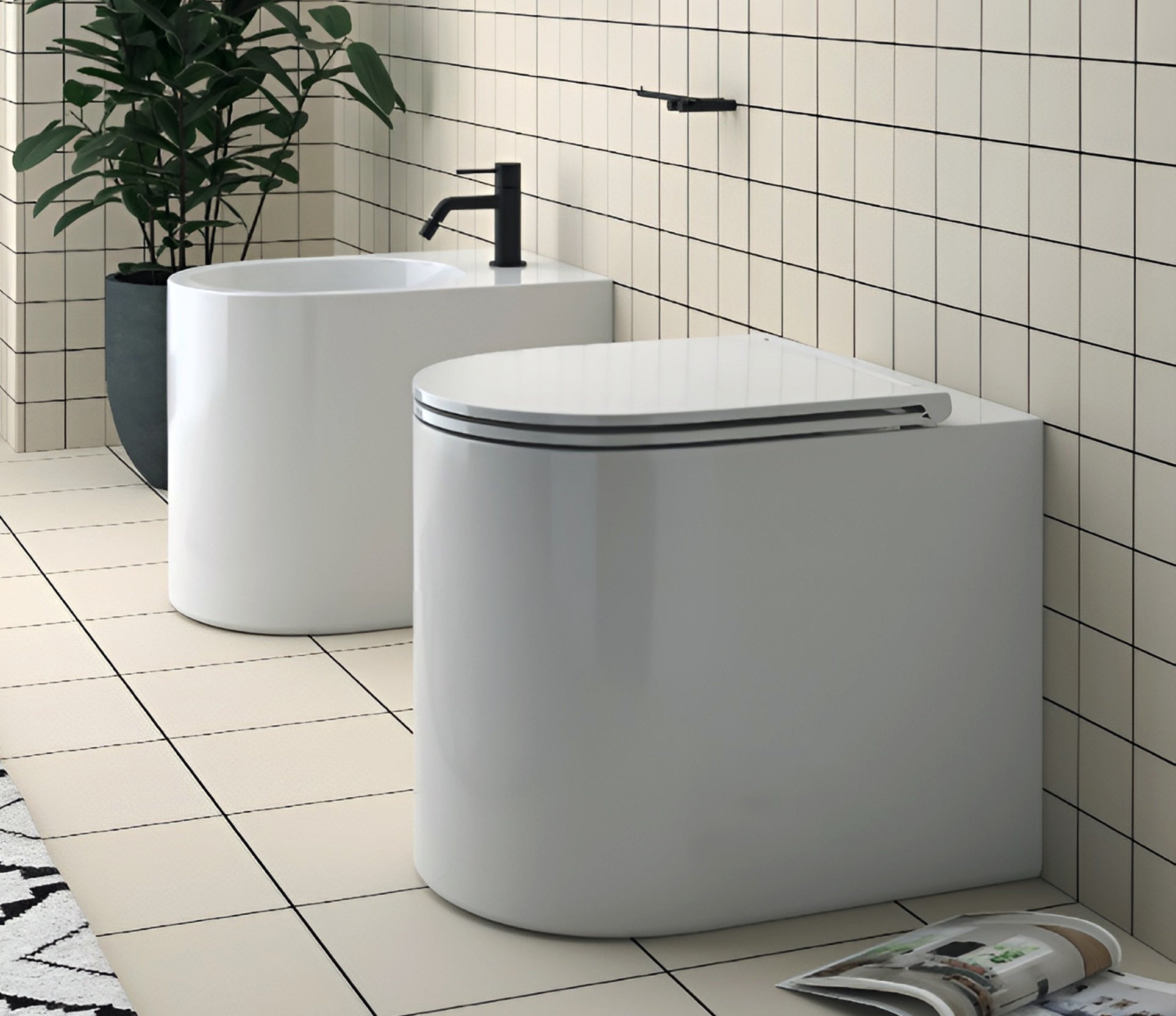 Studio Bagno Monolith Wall Faced Pan - Complete, Gloss White