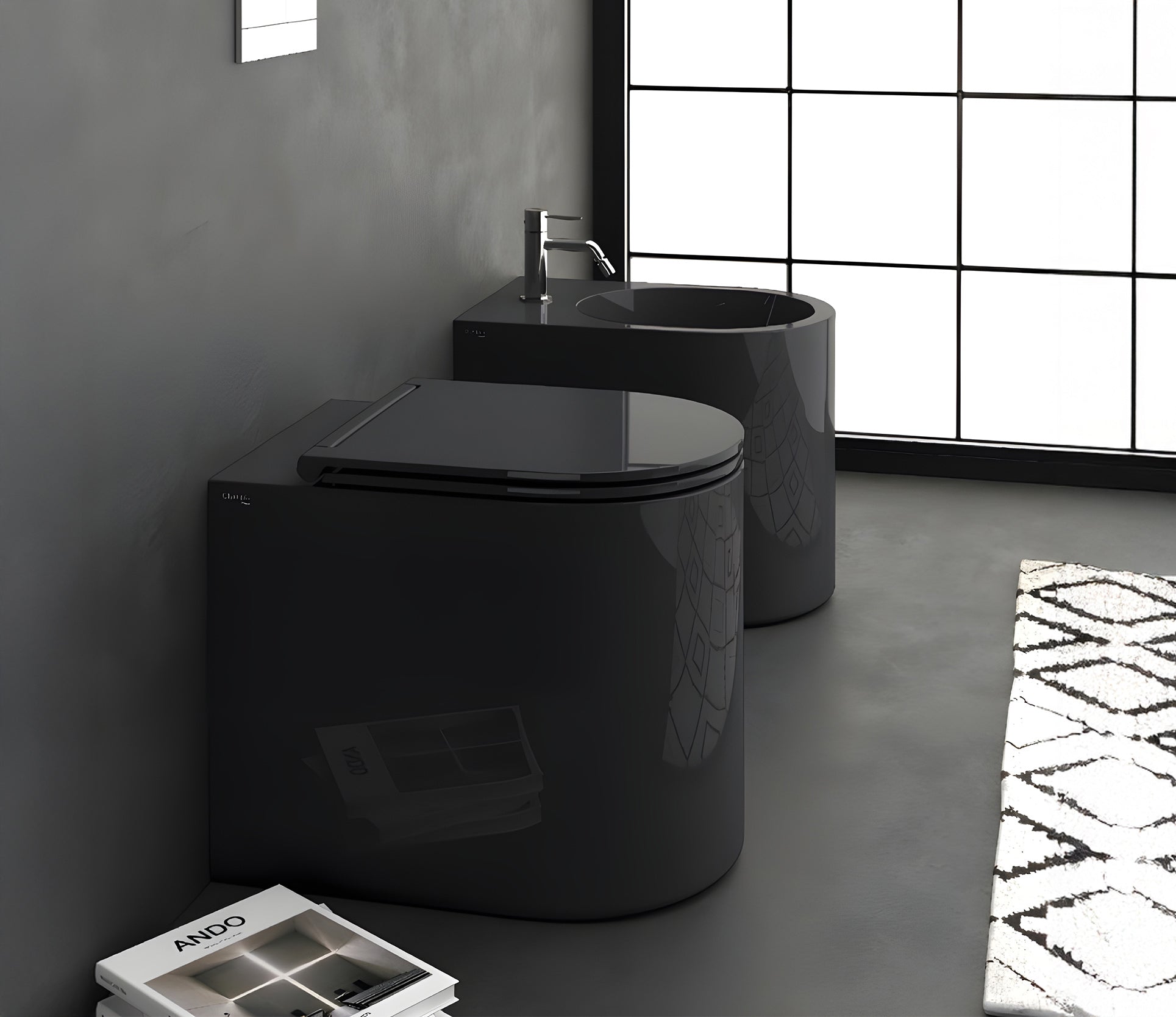 Studio Bagno Monolith Wall Faced Pan - Complete, Gloss White