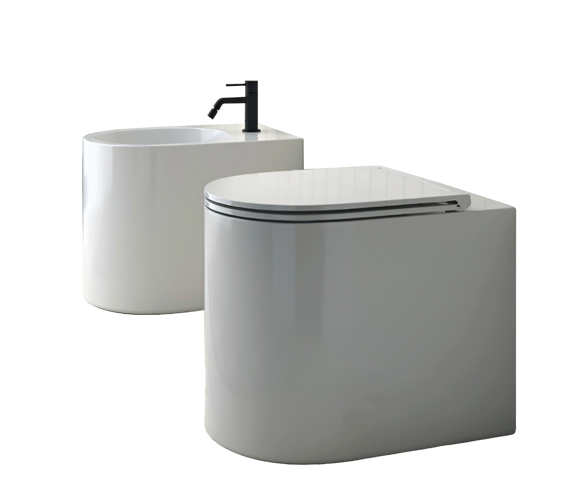 Studio Bagno Monolith Wall Faced Pan - Complete, Gloss White