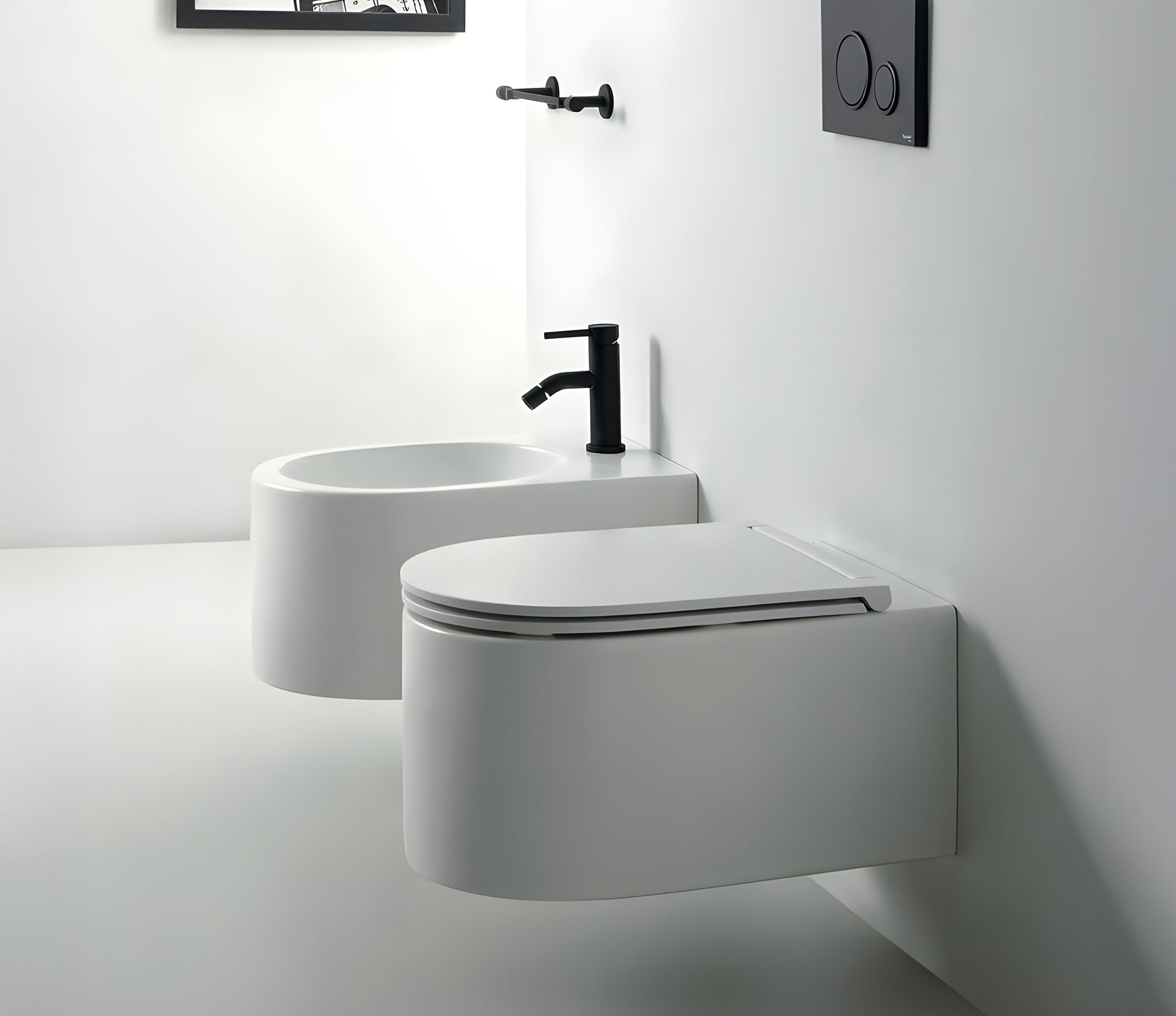 Studio Bagno Monolith Wall Hung Package with Expert Evo w/ Frame Pneumatic Cistern, Gloss White