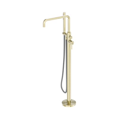 Nero Zen SS316L Freestanding Bath Mixer With Outdoor Shower Hose, Brushed Gold