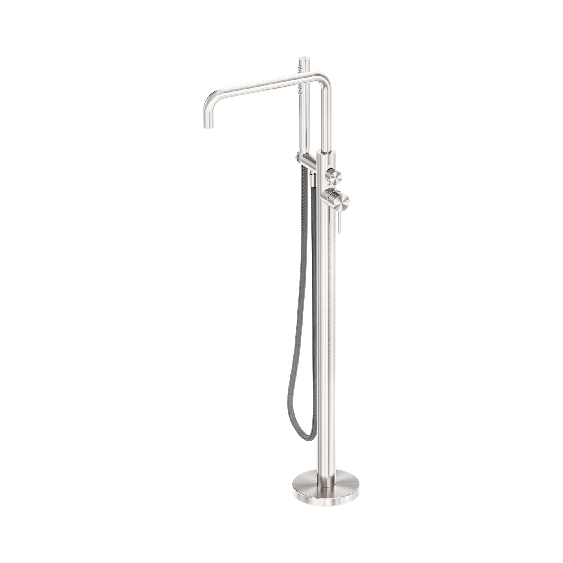 Nero Zen SS316L Freestanding Bath Mixer With Outdoor Shower Hose, Brushed Nickel