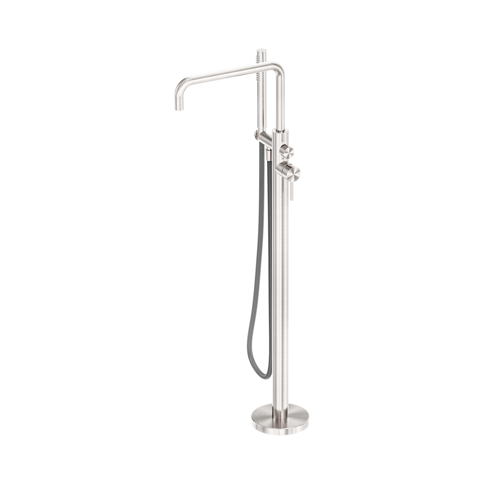 Nero Zen SS316L Freestanding Bath Mixer With Outdoor Shower Hose, Brushed Nickel