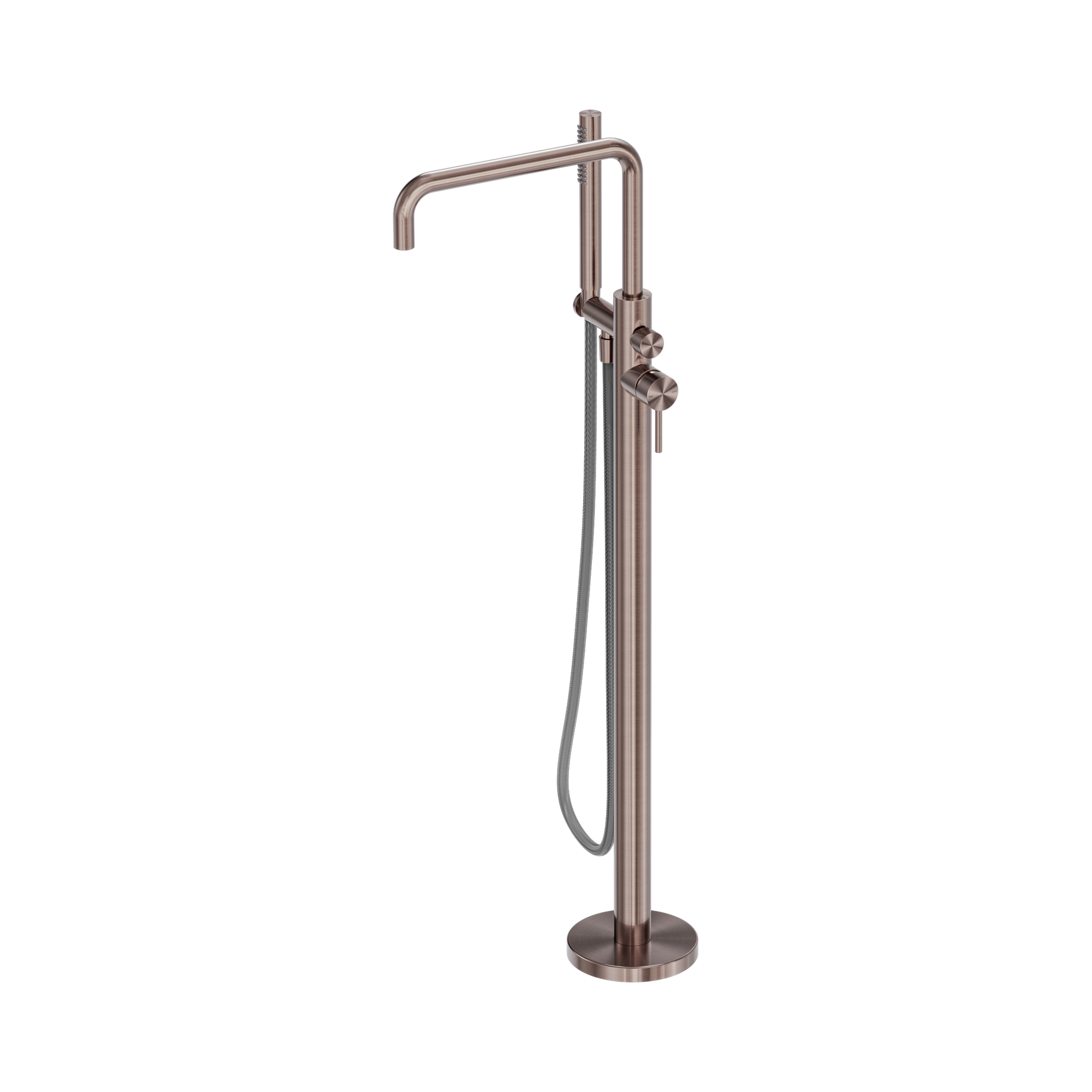 Nero Zen SS316L Freestanding Bath Mixer With Outdoor Shower Hose, Brushed Bronze