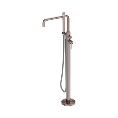 Nero Zen SS316L Freestanding Bath Mixer With Outdoor Shower Hose, Brushed Bronze