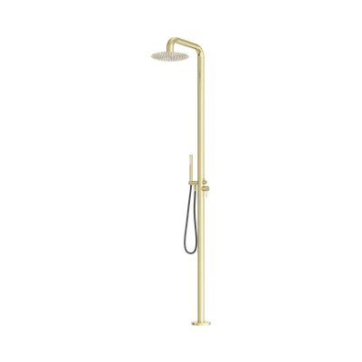 Nero Zen SS316L Outdoor Freestanding Shower Column, Brushed Gold