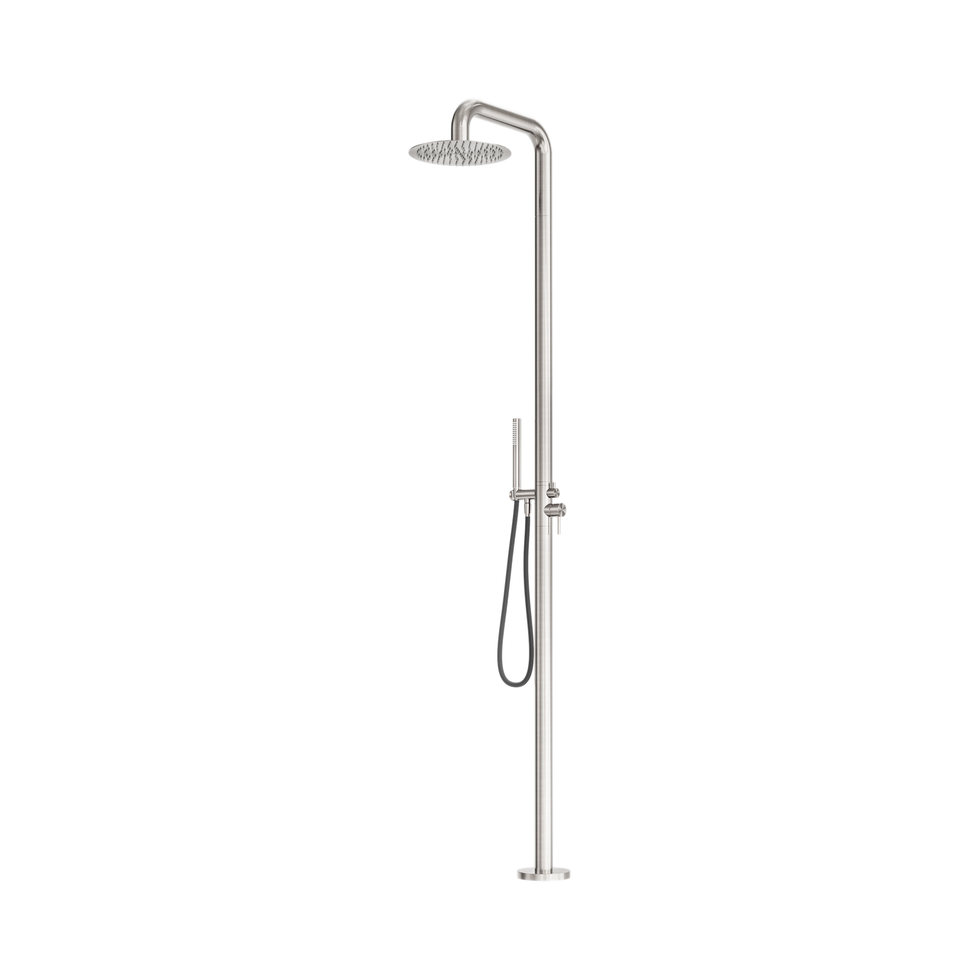 Nero Zen SS316L Outdoor Freestanding Shower Column, Brushed Nickel