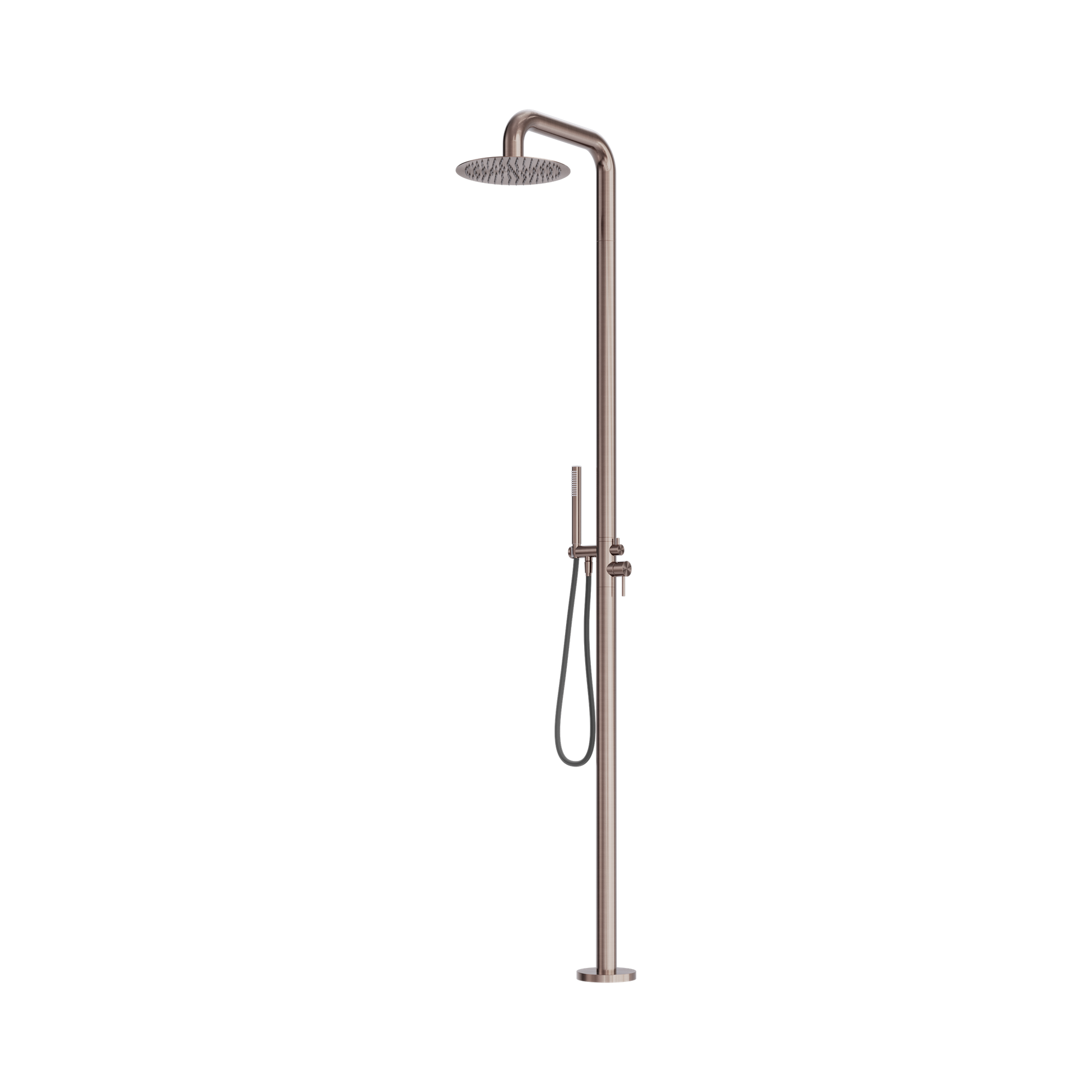 Nero Zen SS316L Outdoor Freestanding Shower Column, Brushed Bronze