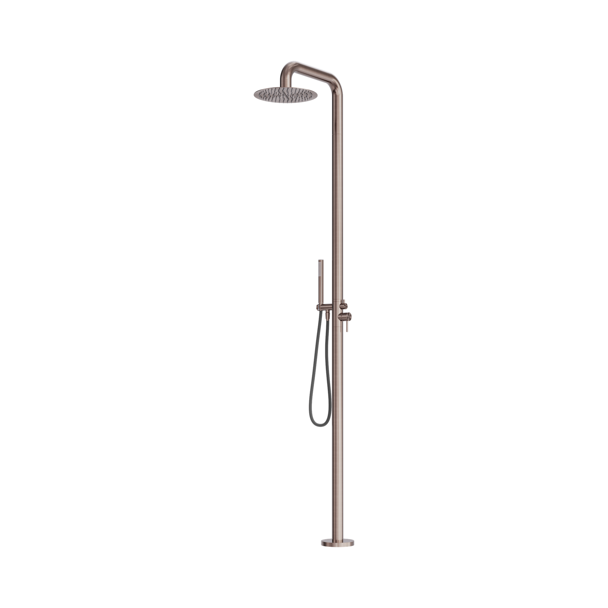 Nero Zen SS316L Outdoor Freestanding Shower Column, Brushed Bronze
