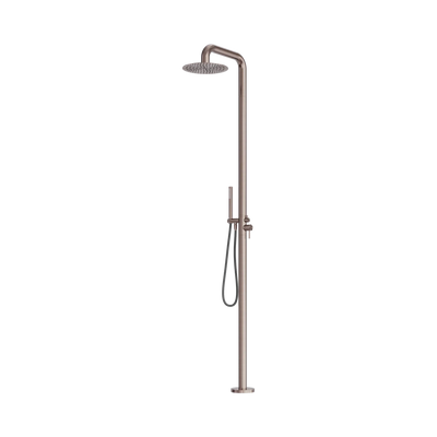 Nero Zen SS316L Outdoor Freestanding Shower Column, Brushed Bronze