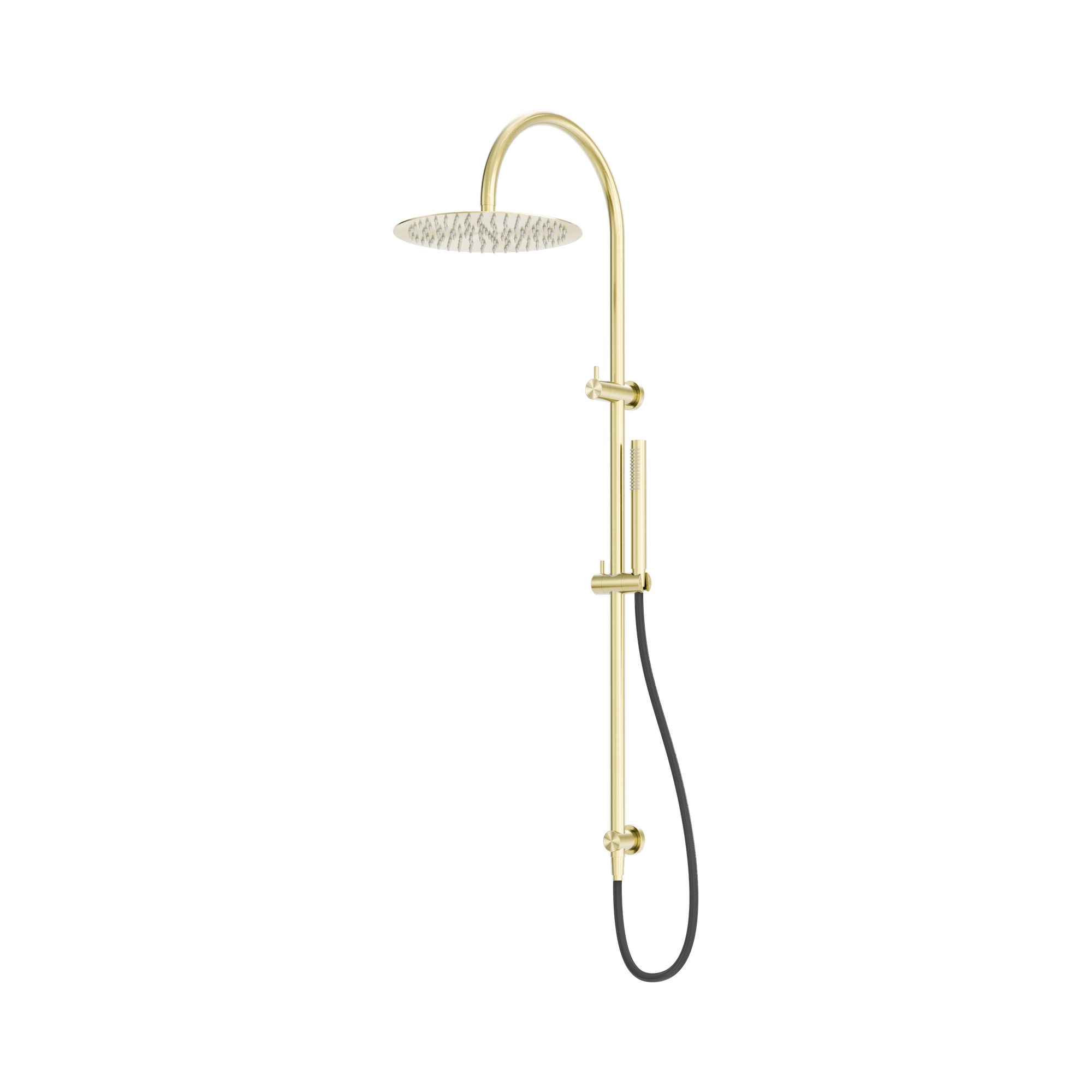 Nero Zen SS316L Twin Shower With Outdoor Shower Hose, Brushed Gold