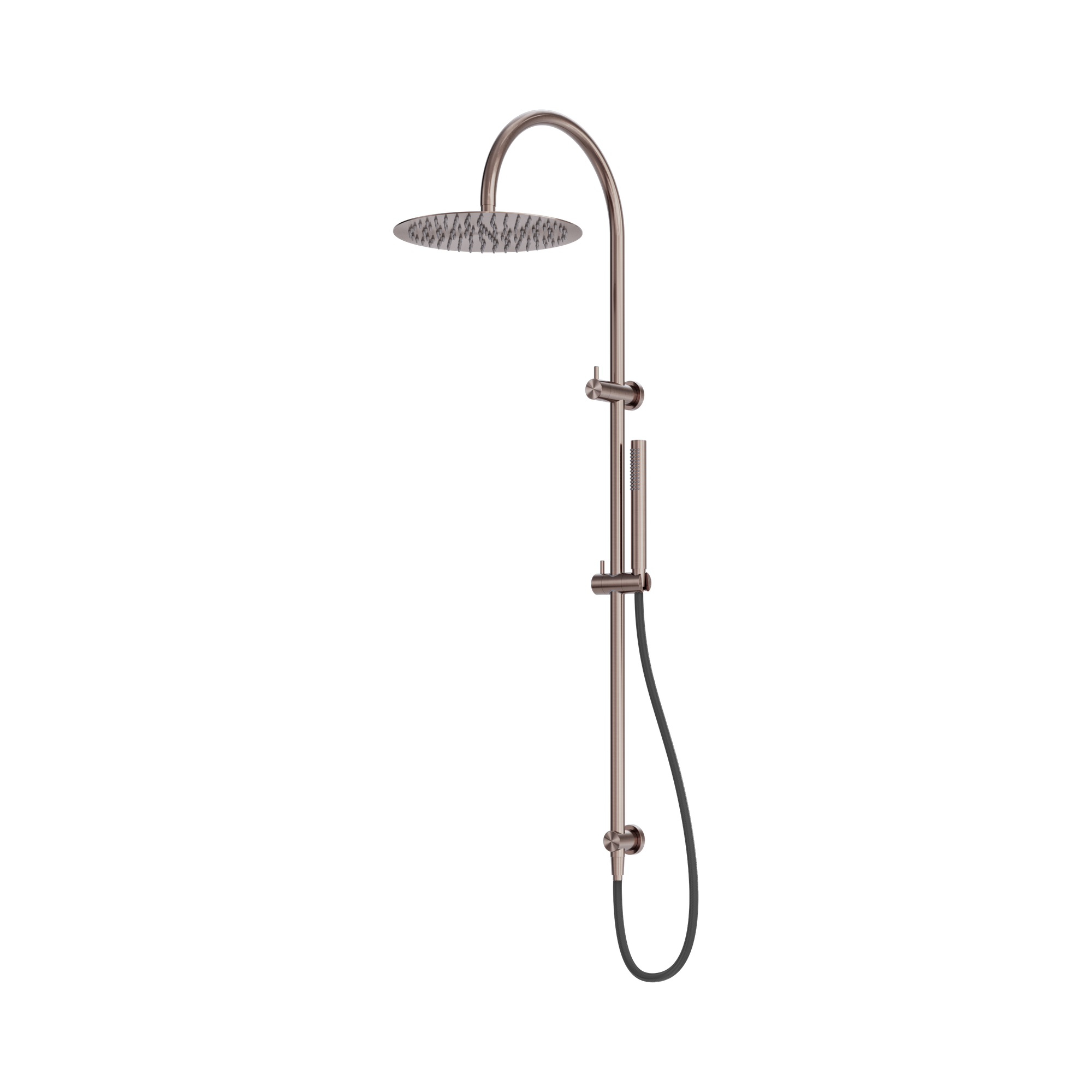 Nero Zen SS316L Twin Shower With Outdoor Shower Hose, Brushed Bronze