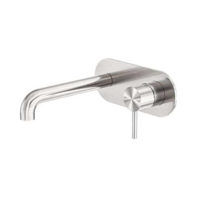 Nero Zen SS316L Wall Basin/Bath Mixer 185mm Spout, Brushed Nickel