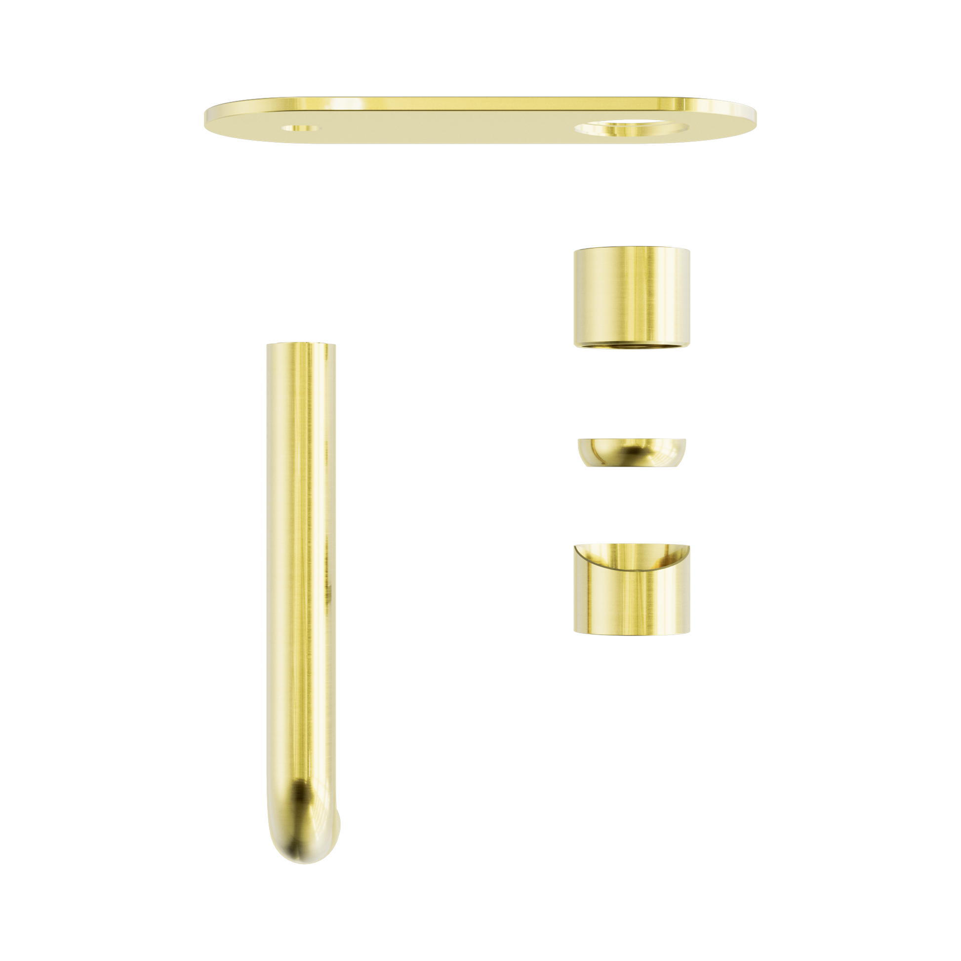 Nero Zen SS316L Wall Mixer Set 185mm Spout Trim Kits Only, Brushed Gold