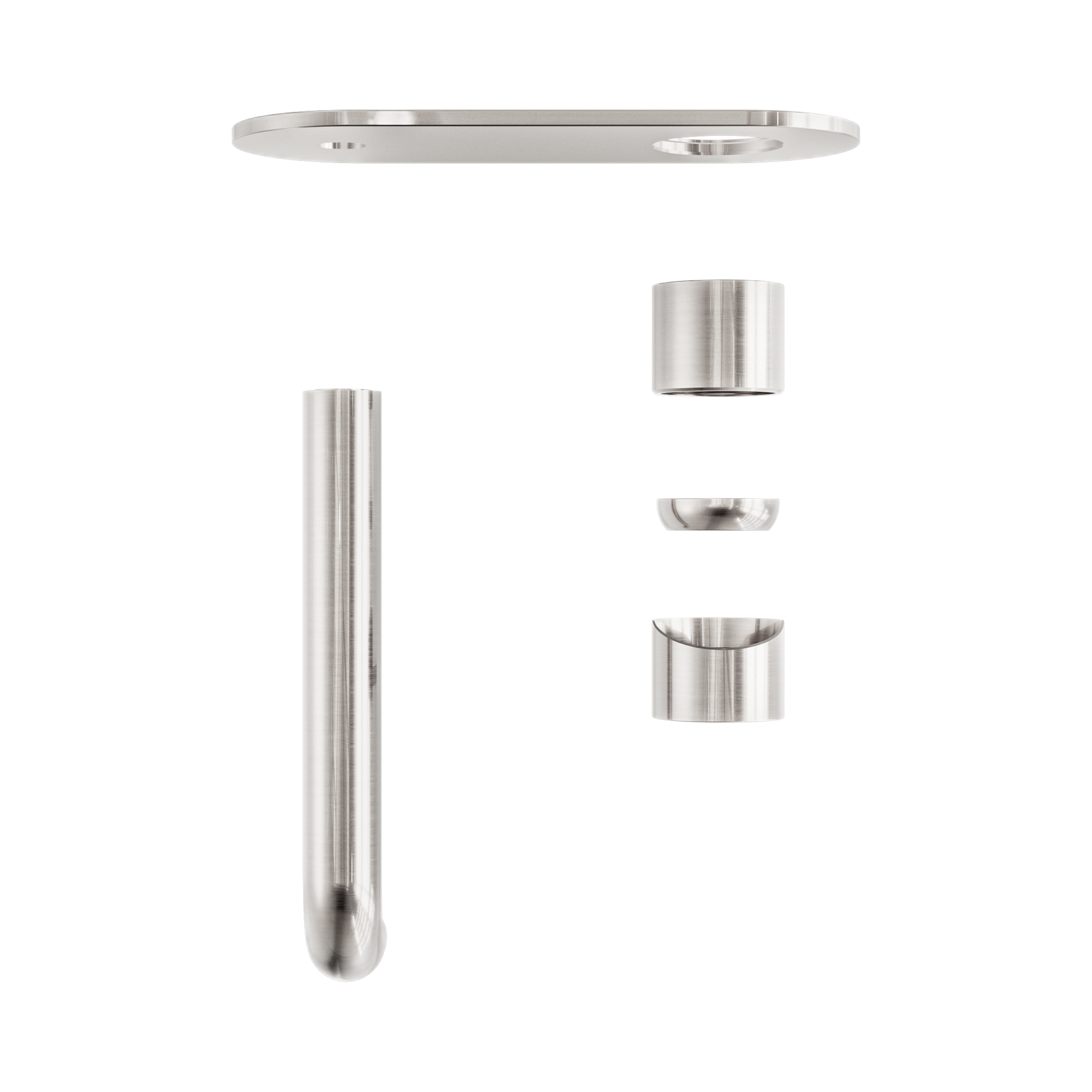 Nero Zen SS316L Wall Mixer Set 185mm Spout Trim Kits Only, Brushed Nickel