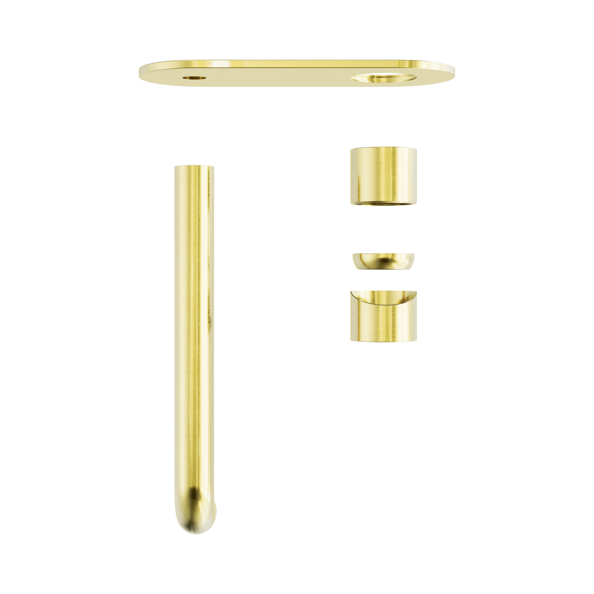 Nero Zen SS316L Wall Mixer Set 230mm Spout Trim Kits Only, Brushed Gold