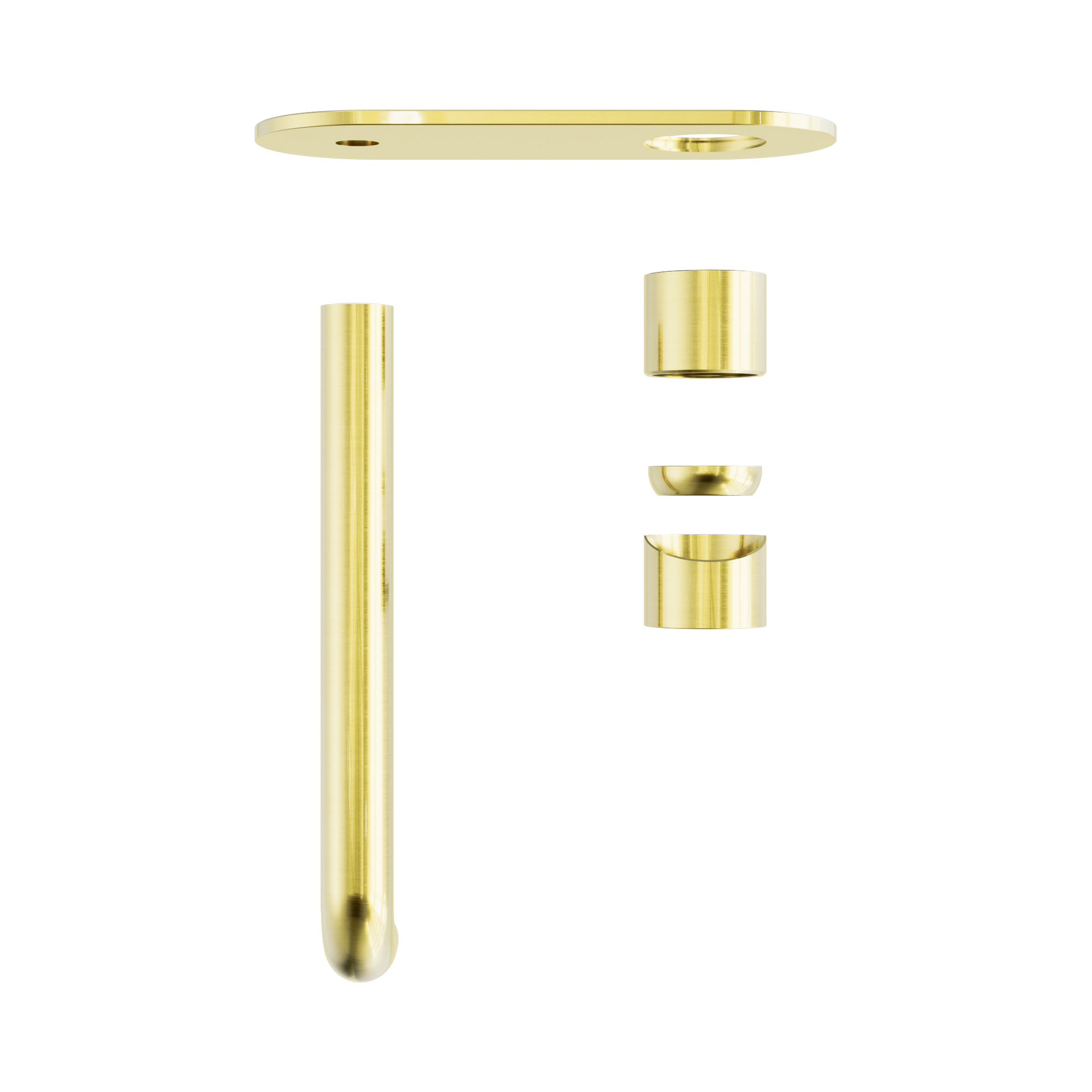 Nero Zen SS316L Wall Mixer Set 230mm Spout Trim Kits Only, Brushed Gold