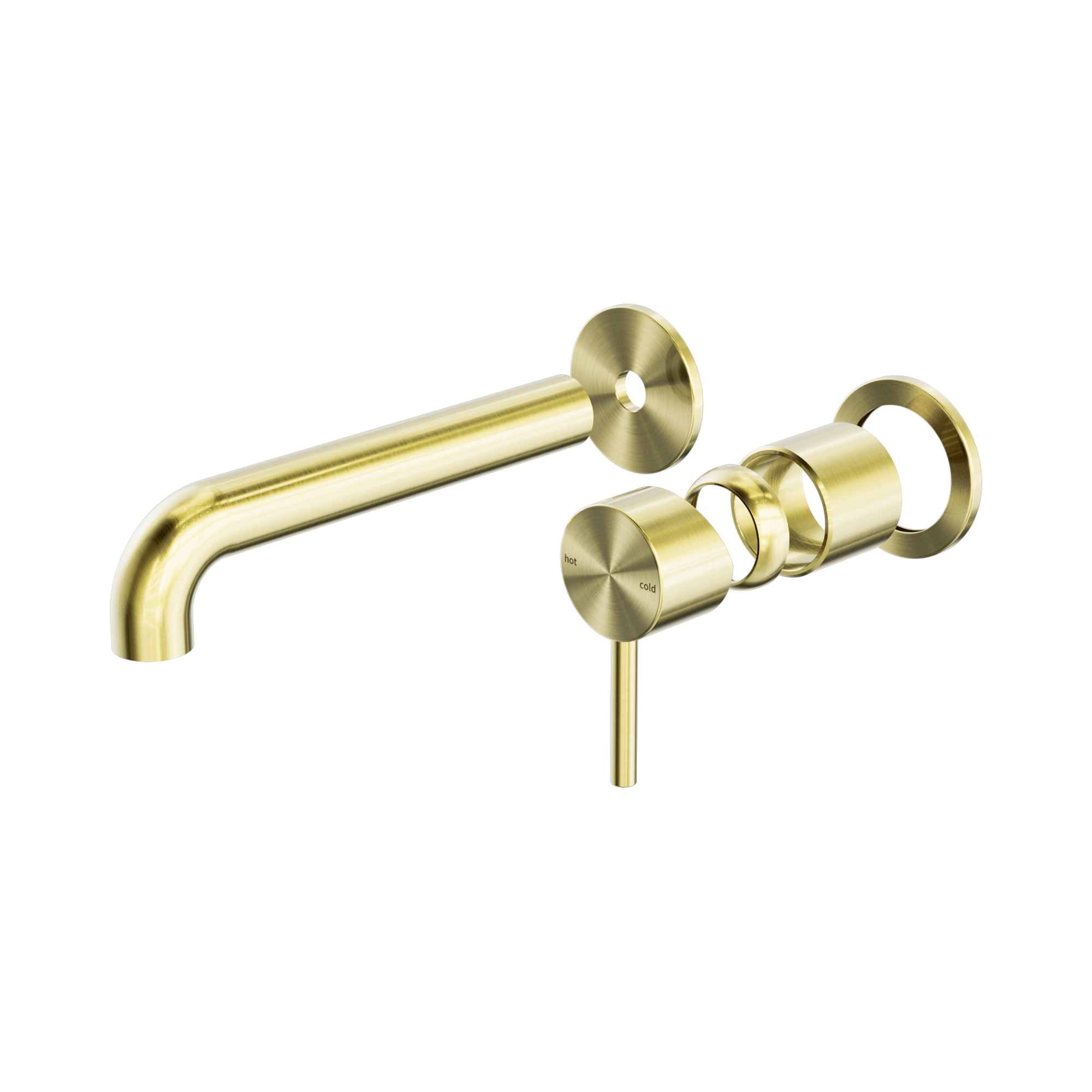 Nero Zen SS316L Wall Mixer Set Separate Back Plate 185mm Spout Trim Kits Only, Brushed Gold