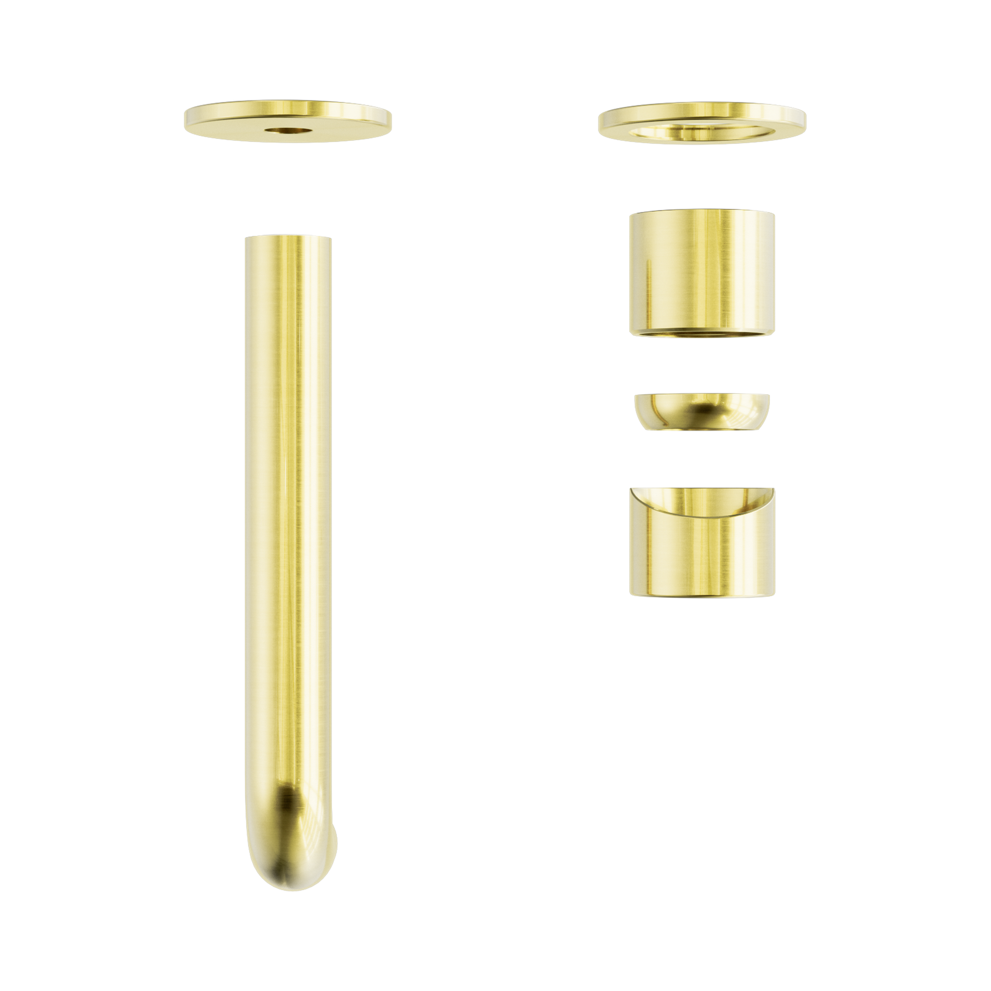 Nero Zen SS316L Wall Mixer Set Separate Back Plate 185mm Spout Trim Kits Only, Brushed Gold