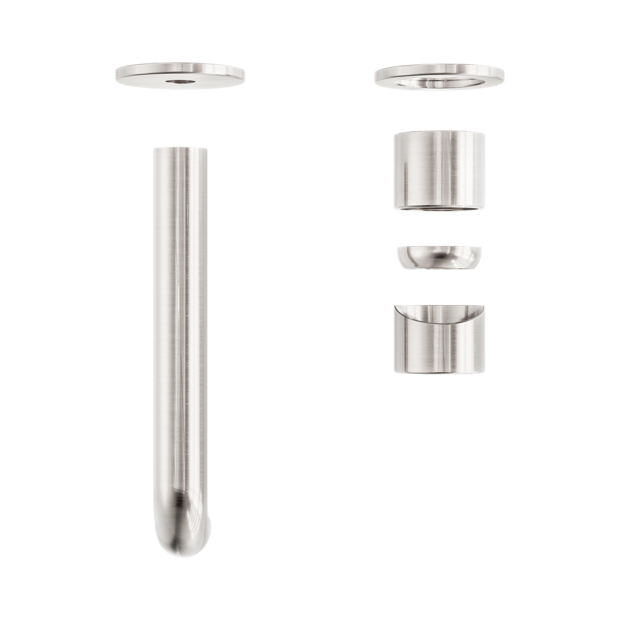 Nero Zen SS316L Wall Mixer Set Separate Back Plate 185mm Spout Trim Kits Only, Brushed Nickel