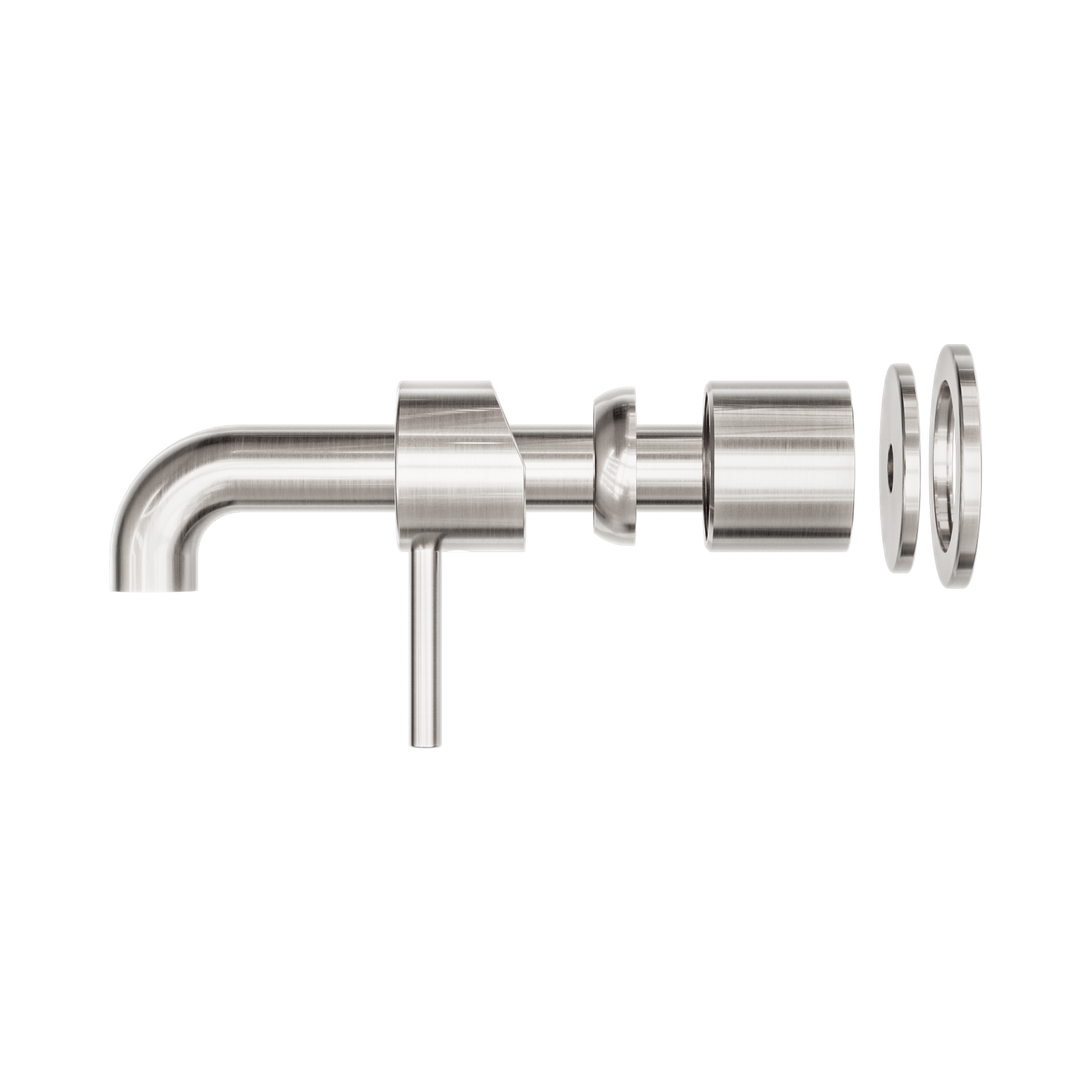 Nero Zen SS316L Wall Mixer Set Separate Back Plate 185mm Spout Trim Kits Only, Brushed Nickel