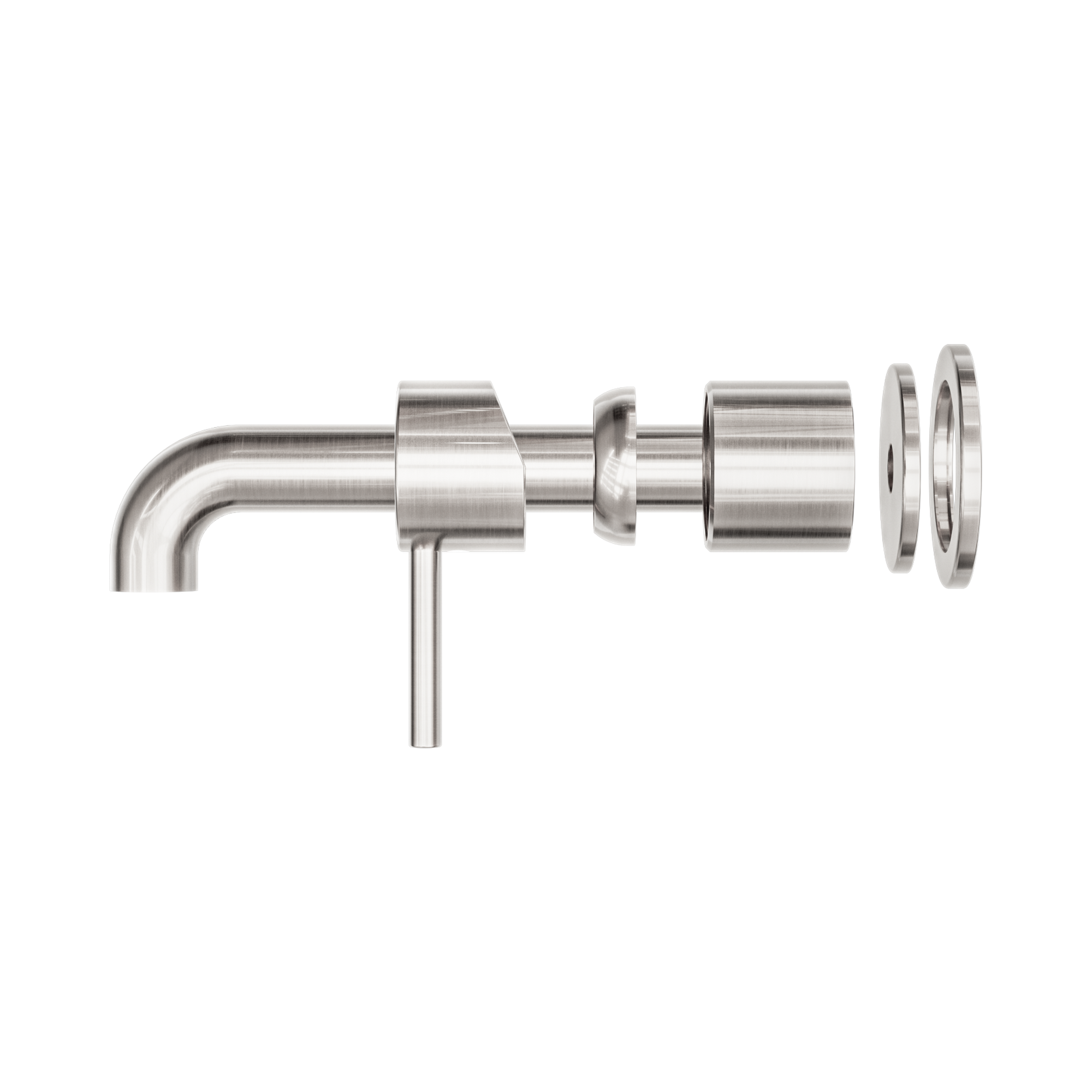 Nero Zen SS316L Wall Mixer Set Separate Back Plate 185mm Spout Trim Kits Only, Brushed Nickel