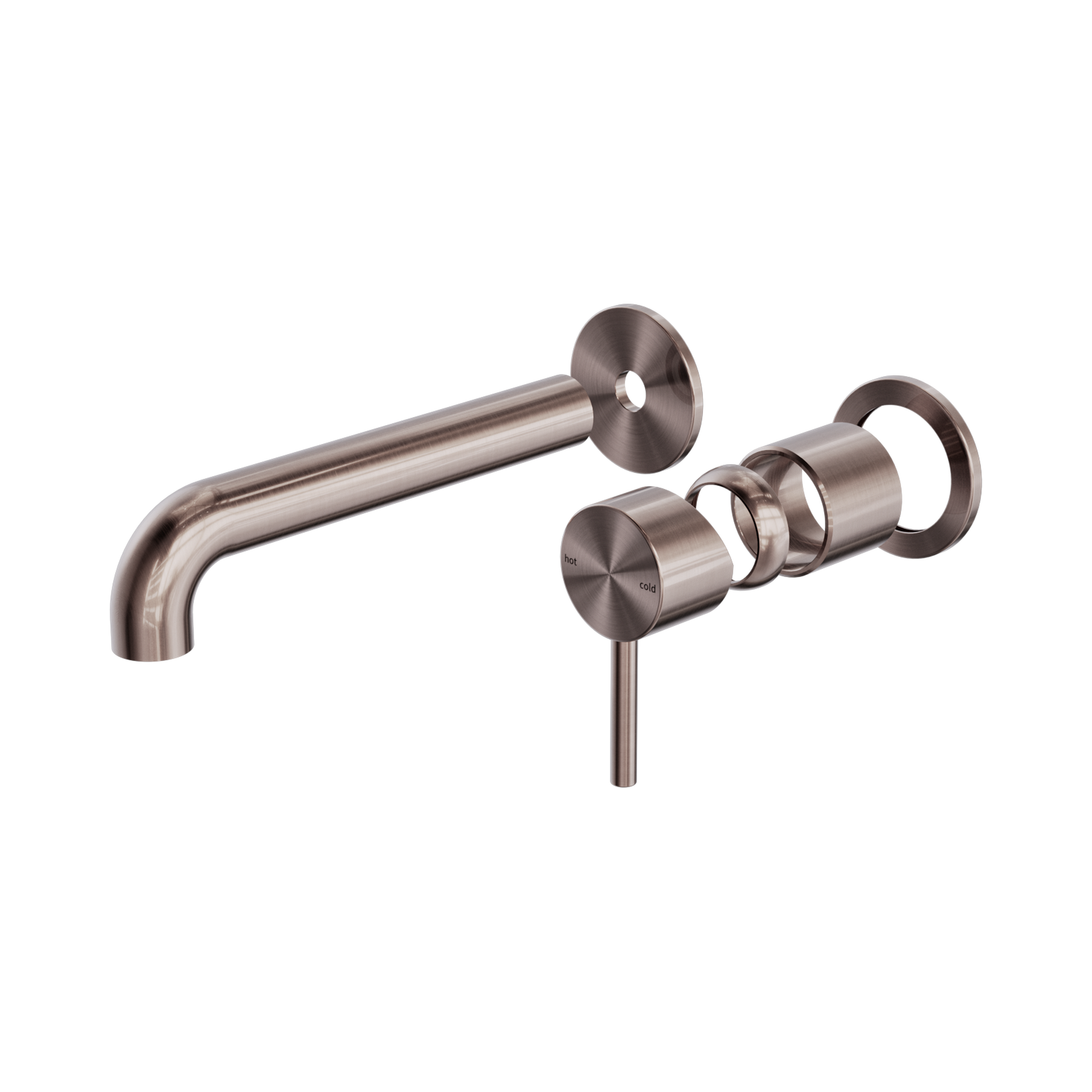 Nero Zen SS316L Wall Mixer Set Separate Back Plate 185mm Spout Trim Kits Only, Brushed Bronze