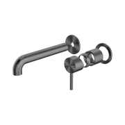 Nero Zen SS316L Wall Mixer Set Separate Back Plate 185mm Spout Trim Kits Only, Graphite