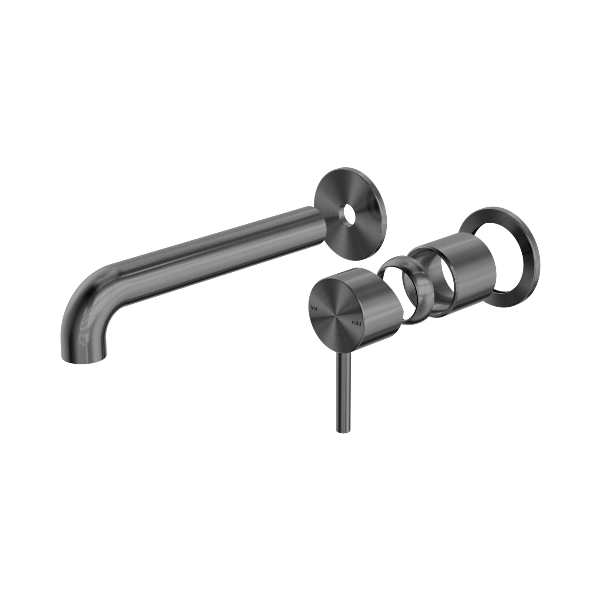 Nero Zen SS316L Wall Mixer Set Separate Back Plate 185mm Spout Trim Kits Only, Graphite