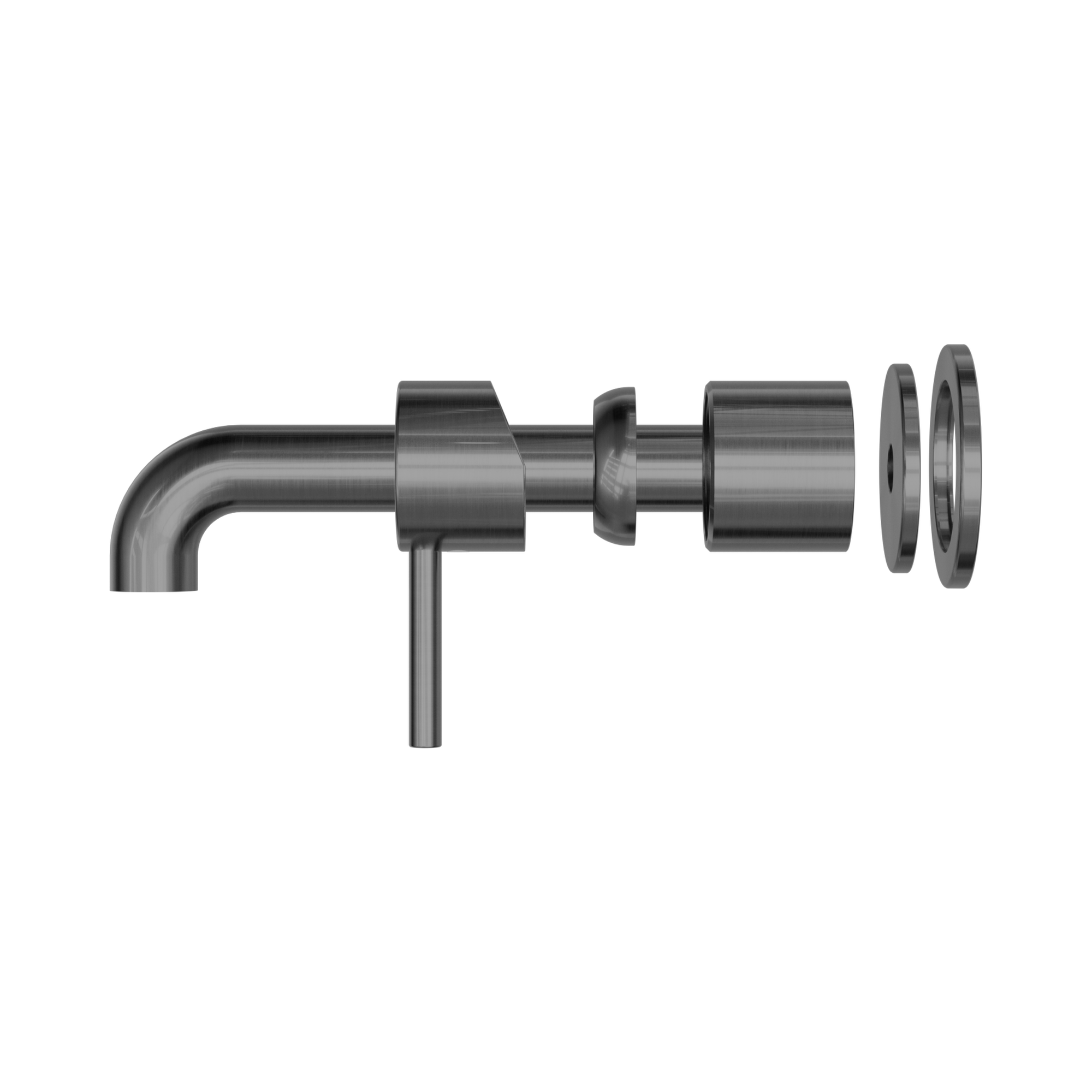 Nero Zen SS316L Wall Mixer Set Separate Back Plate 185mm Spout Trim Kits Only, Graphite