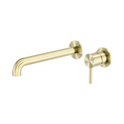 Nero Zen SS316L Wall Mixer Set Separate Back Plate 230mm Spout, Brushed Gold