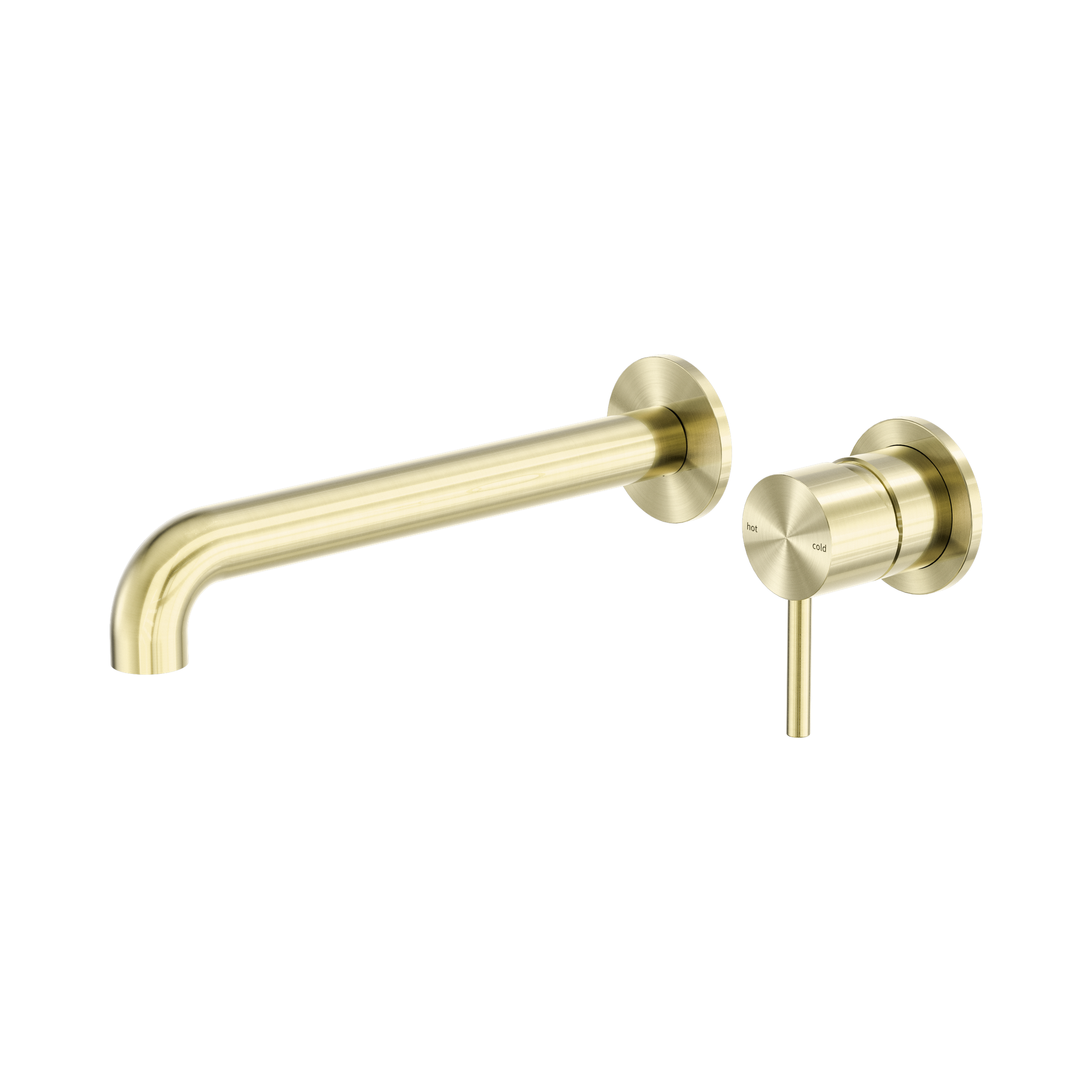 Nero Zen SS316L Wall Mixer Set Separate Back Plate 230mm Spout, Brushed Gold