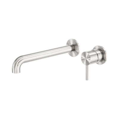 Nero Zen SS316L Wall Basin/Bath Mixer Separate Back Plate 230mm Spout, Brushed Nickel