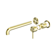 Nero Zen SS316L Wall Mixer Set Separate Back Plate 230mm Spout Trim Kits Only, Brushed Gold