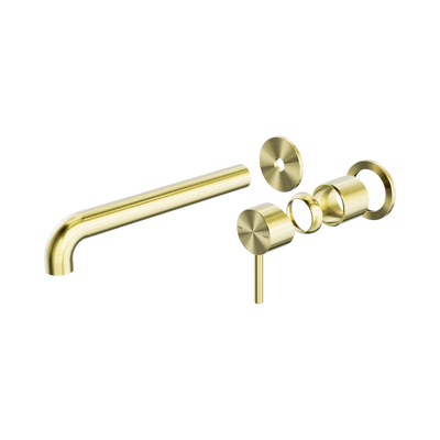 Nero Zen SS316L Wall Basin/Bath Mixer Separate Back Plate 230mm Spout Trim Kits Only, Brushed Gold
