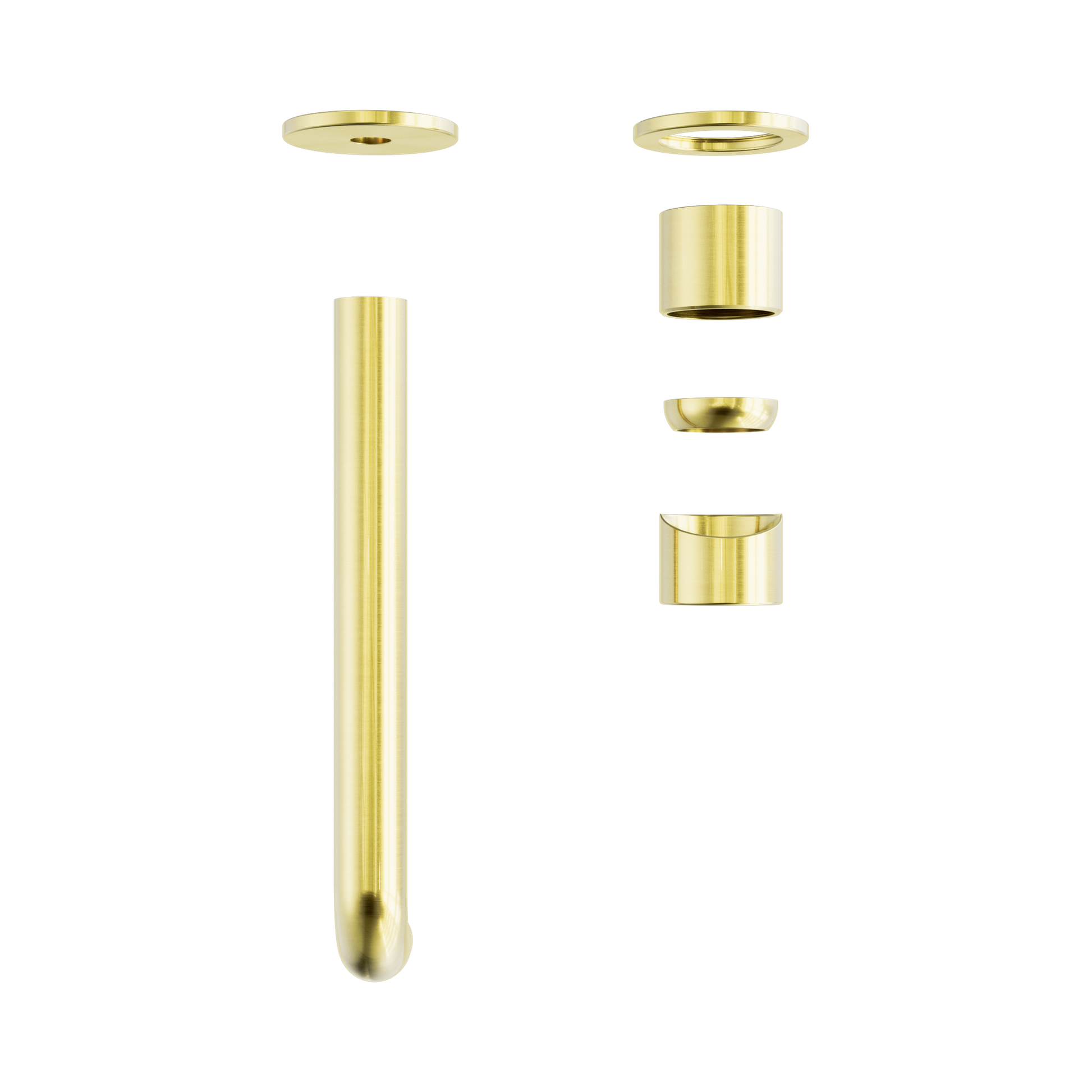 Nero Zen SS316L Wall Mixer Set Separate Back Plate 230mm Spout Trim Kits Only, Brushed Gold