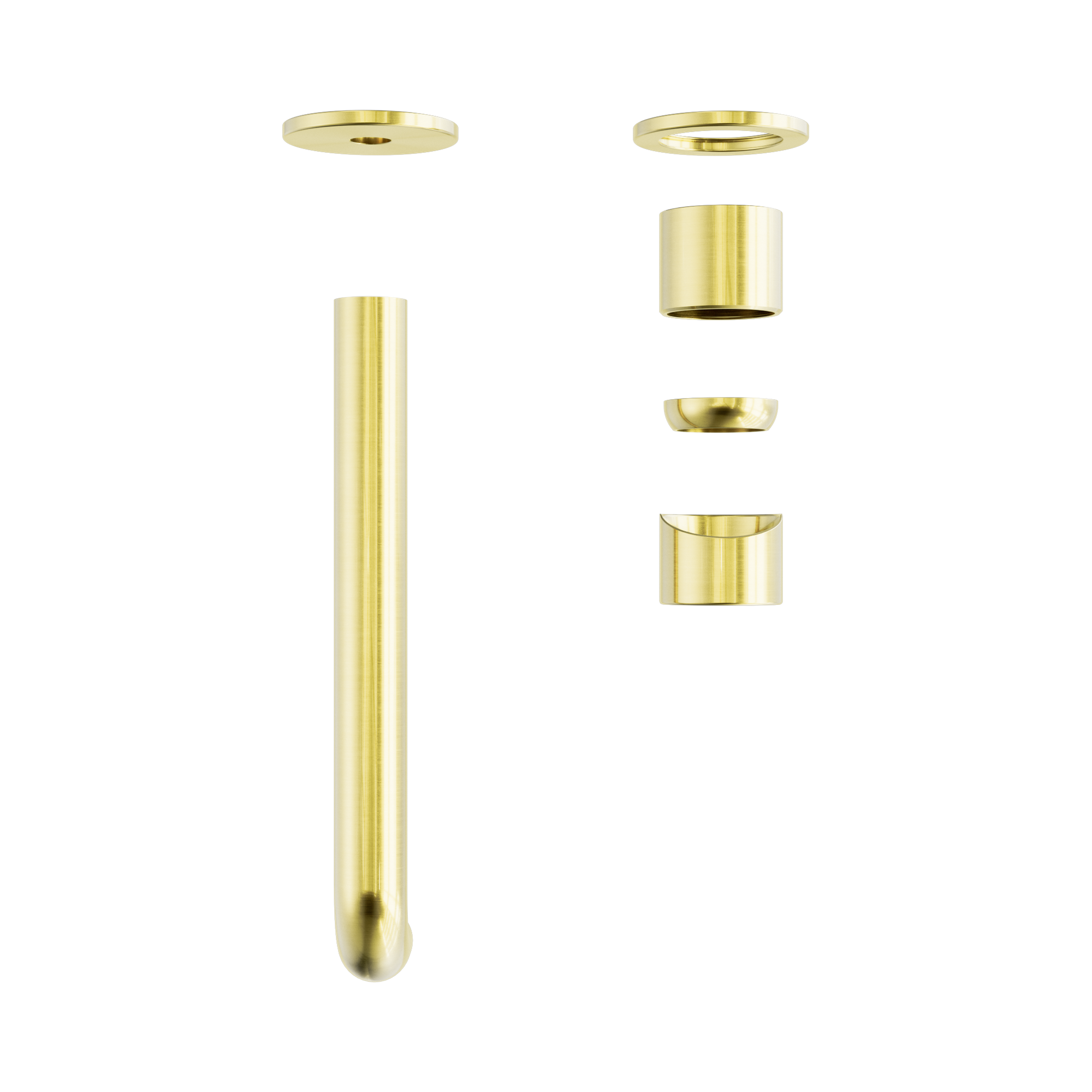 Nero Zen SS316L Wall Mixer Set Separate Back Plate 230mm Spout Trim Kits Only, Brushed Gold
