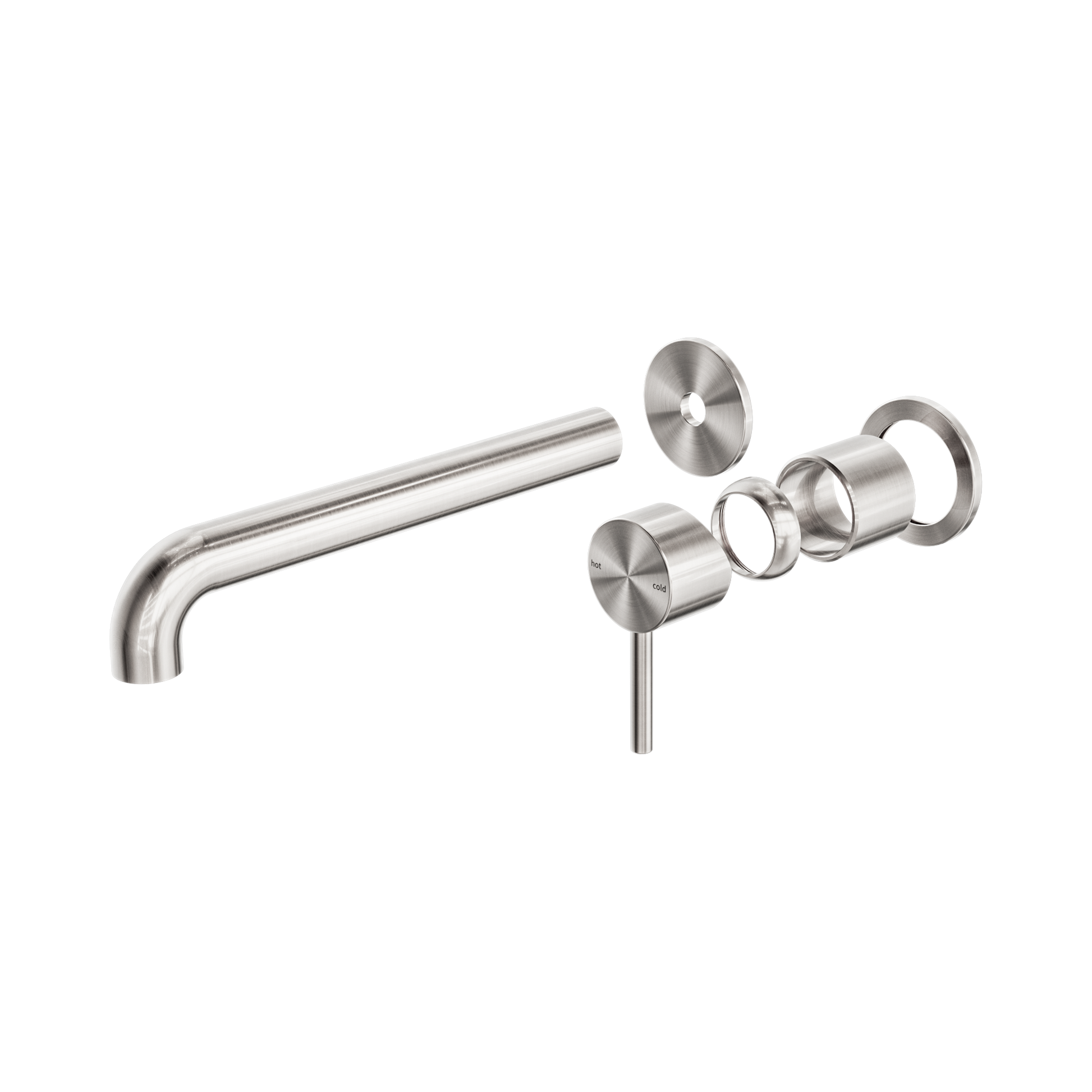 Nero Zen SS316L Wall Mixer Set Separate Back Plate 230mm Spout Trim Kits Only, Brushed Nickel