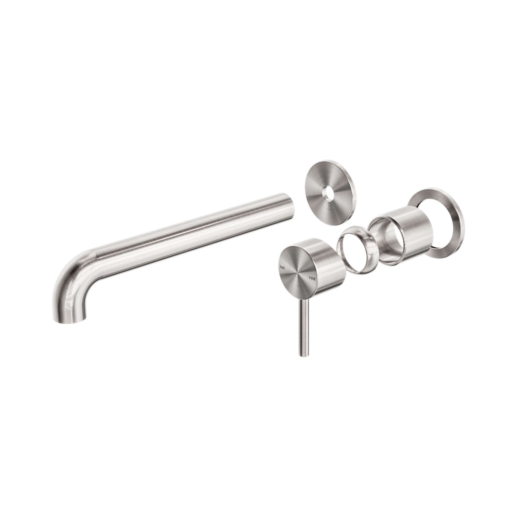 Nero Zen SS316L Wall Mixer Set Separate Back Plate 230mm Spout Trim Kits Only, Brushed Nickel